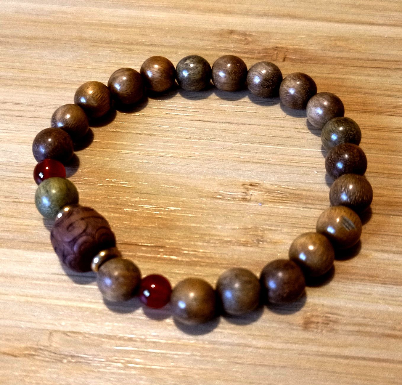 Designer × Japanese Brand Punk Art Hand Crafted Sandal Wood Engraved Bracelet Unique Size ONE SIZE - 1 Thumbnail