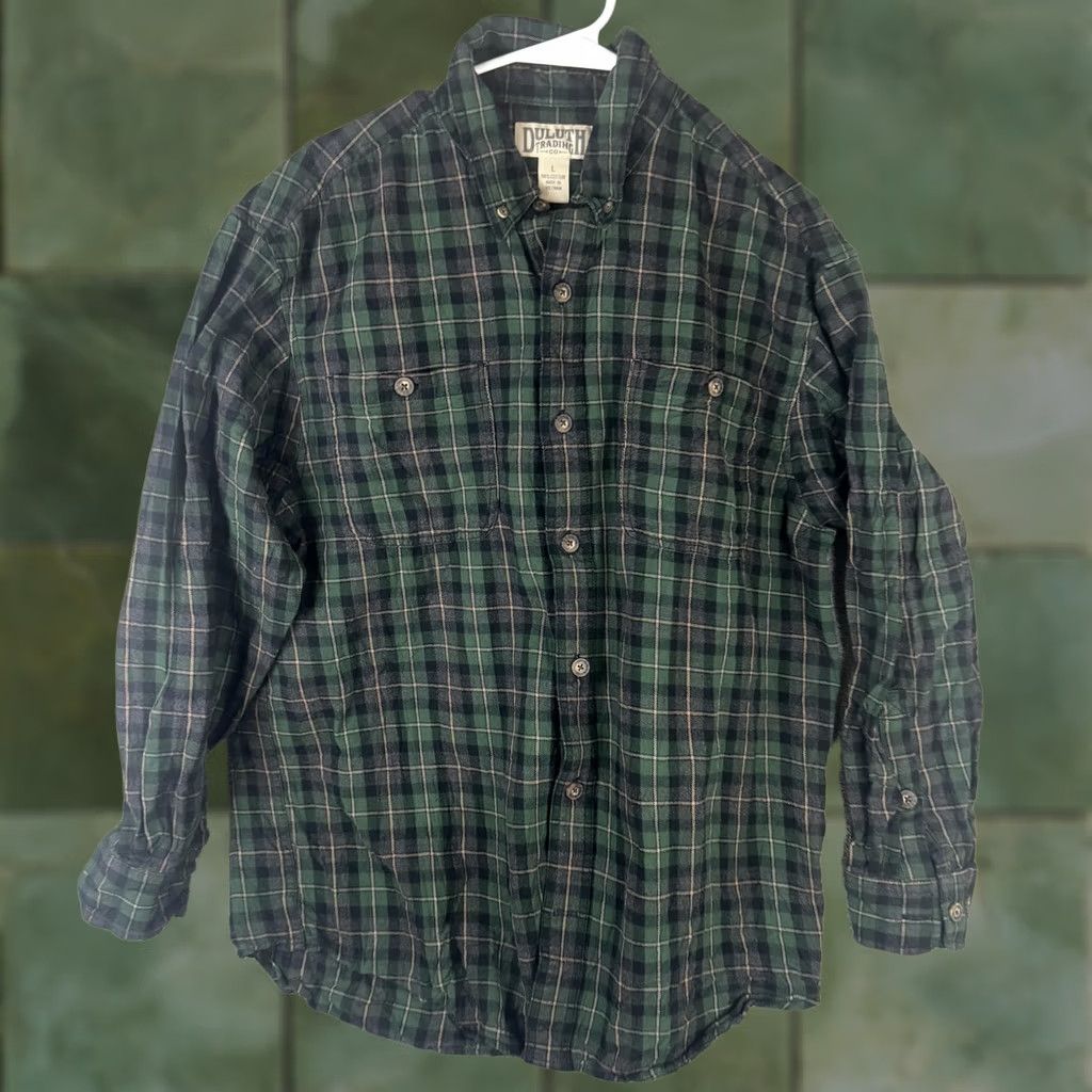 Duluth Trading Company Duluth Trading Co Shirt Mens Large Green Plaid Flannel Button Front Long Sleeve Size US L / EU 52-54 / 3 - 1 Thumbnail