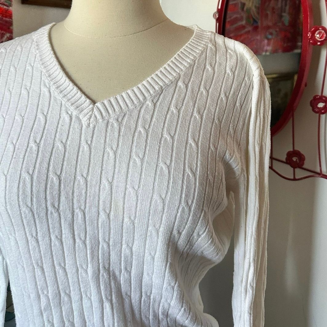 Merona merona white knit long sleeve sweater Size M / US 6-8 / IT 42-44 - 2 Thumbnail