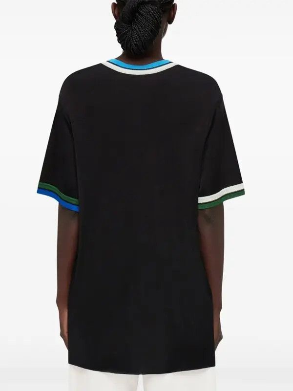 Salvatore Ferragamo o1s1rm0126 Contrasting Trim Knitted Top in Black Size S / US 4 / IT 40 - 4 Thumbnail