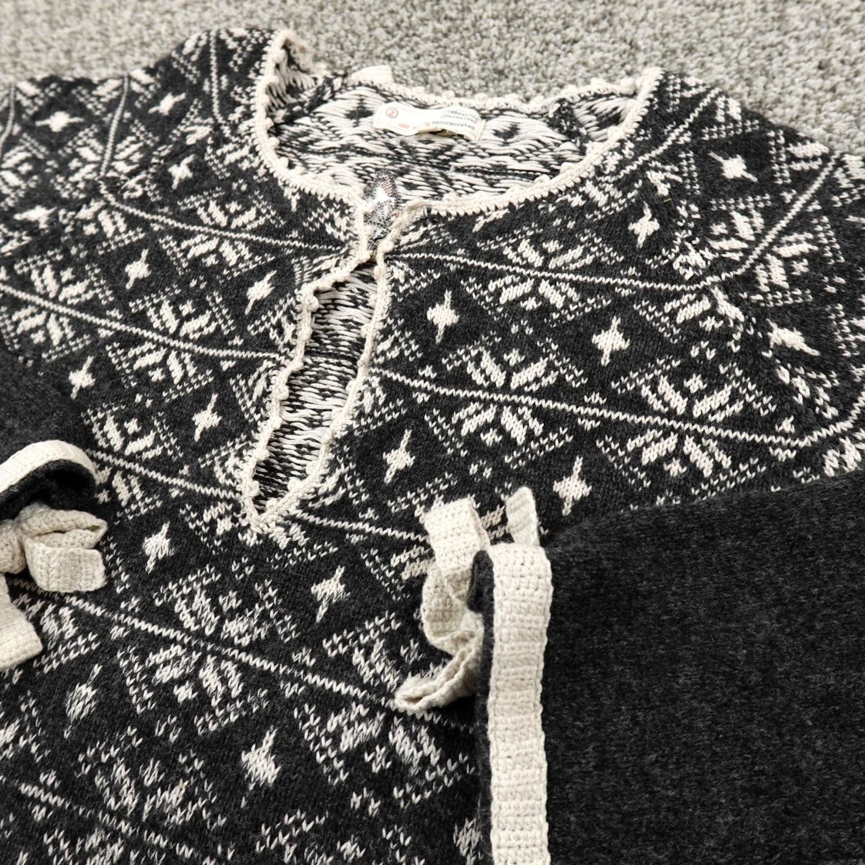 Anthropologie Odd Molly Sweater Womens M Black Nordic Fair Isle Knit Crochet Wool Cotton Nylon Knit Pullover Casual 90s Boyfriend Mens Womens? Size M / US 6-8 / IT 42-44 - 2 Thumbnail