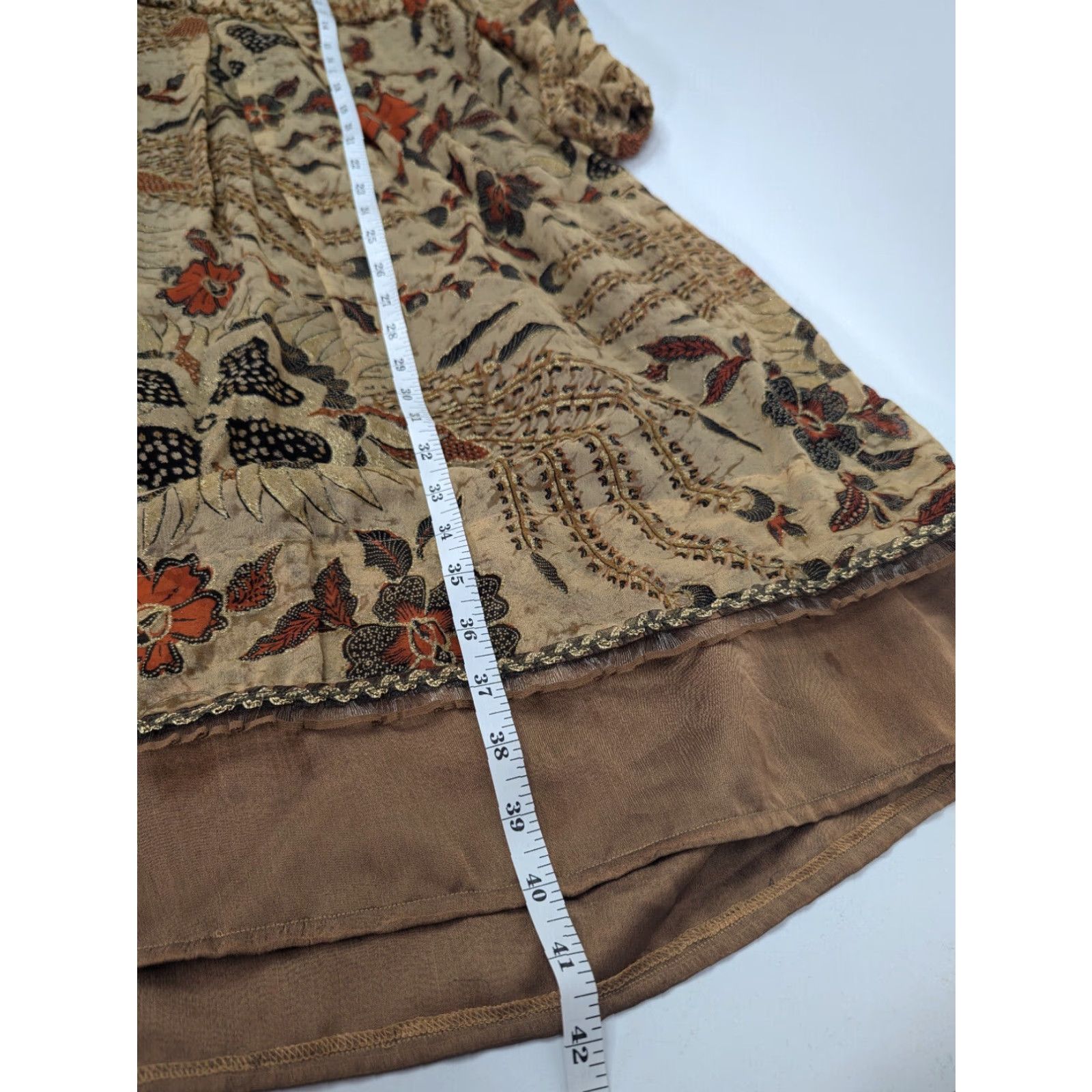 Diane von Furstenberg Diane von Furstenberg Dress Knee Length Silk Floral Gold Brown V-Neck Long Sleeve Size 10 Women Size L / US 10 / IT 46 - 6 Thumbnail