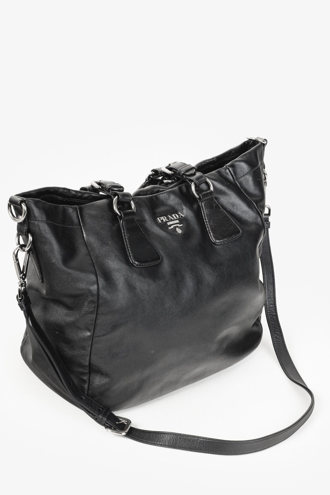 Prada Prada Medium Nero Soft Calf Leather Tote Bag Size ONE SIZE - 8 Thumbnail