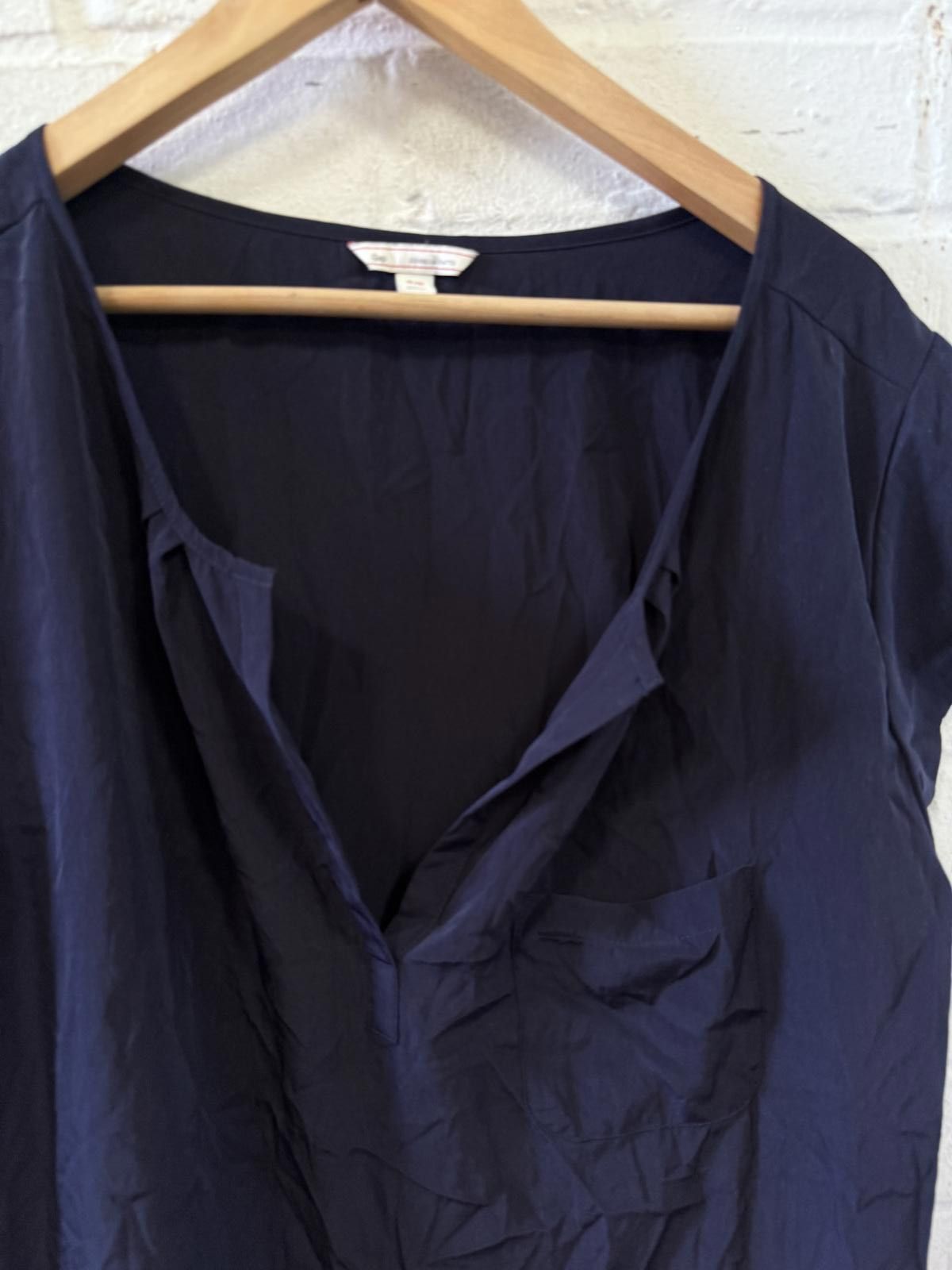 Mango Elegant Navy Blue Blouse by Mango Size XL / US 12-14 / IT 48-50 - 2 Thumbnail