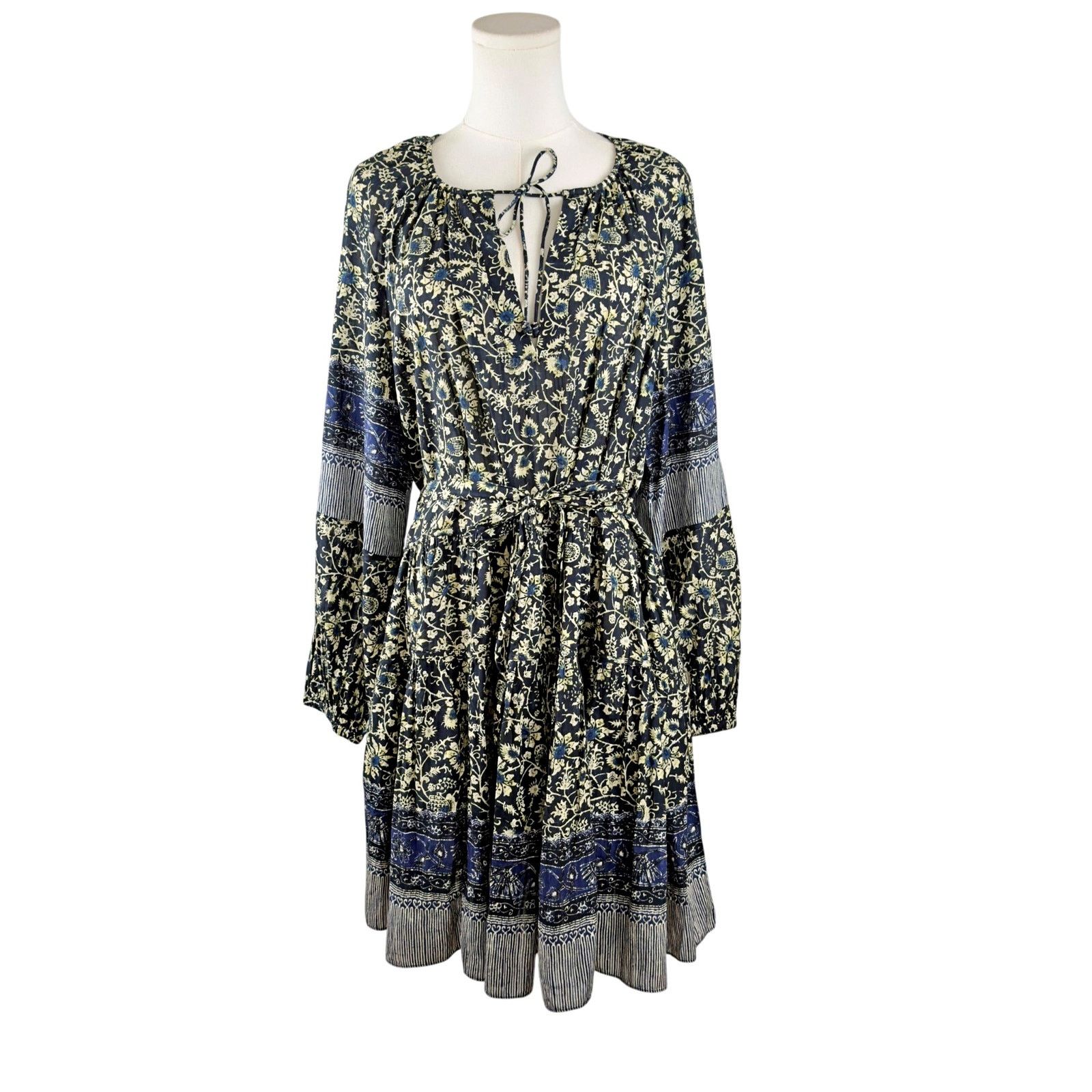 Ulla Johnson Ulla Johnson Abri Ruffle Tiered L/S Dress Batik Raven Sz 10 Size L / US 10 / IT 46 - 2 Thumbnail