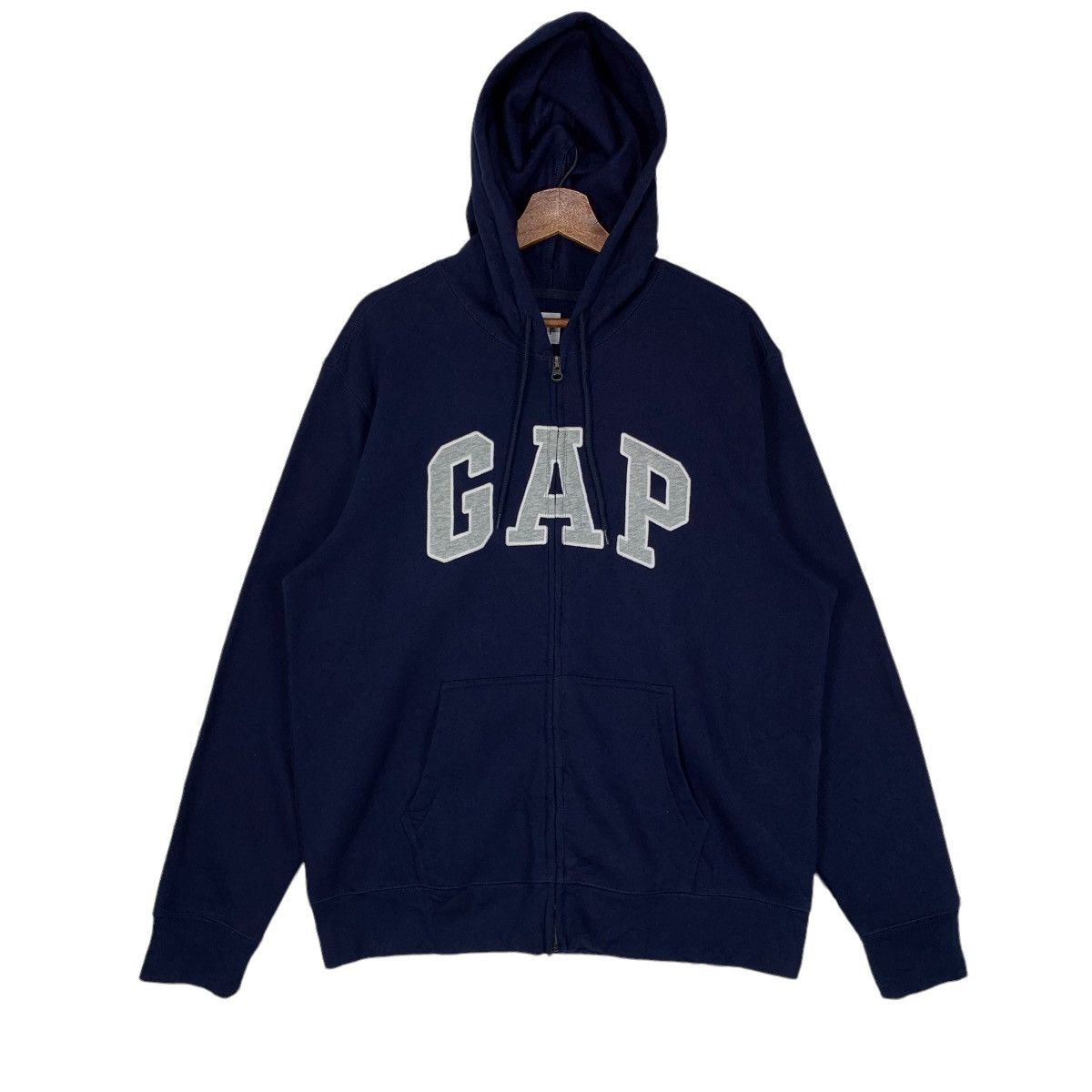 Gap × Vintage Vintage GAP Zip Up Hoodie Sweatshirt Big Logo Size US L / EU 52-54 / 3 - 1 Thumbnail