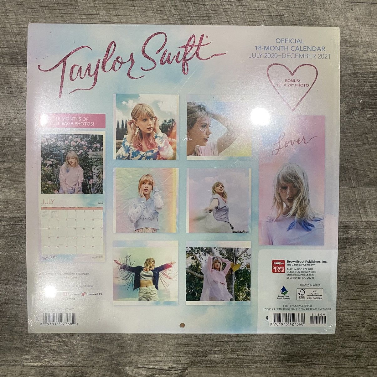 Other RARE TAYLOR SWIFT OFFICIAL 18MO CALENDAR JULY 2020-DEC 2021. Size ONE SIZE - 2 Thumbnail