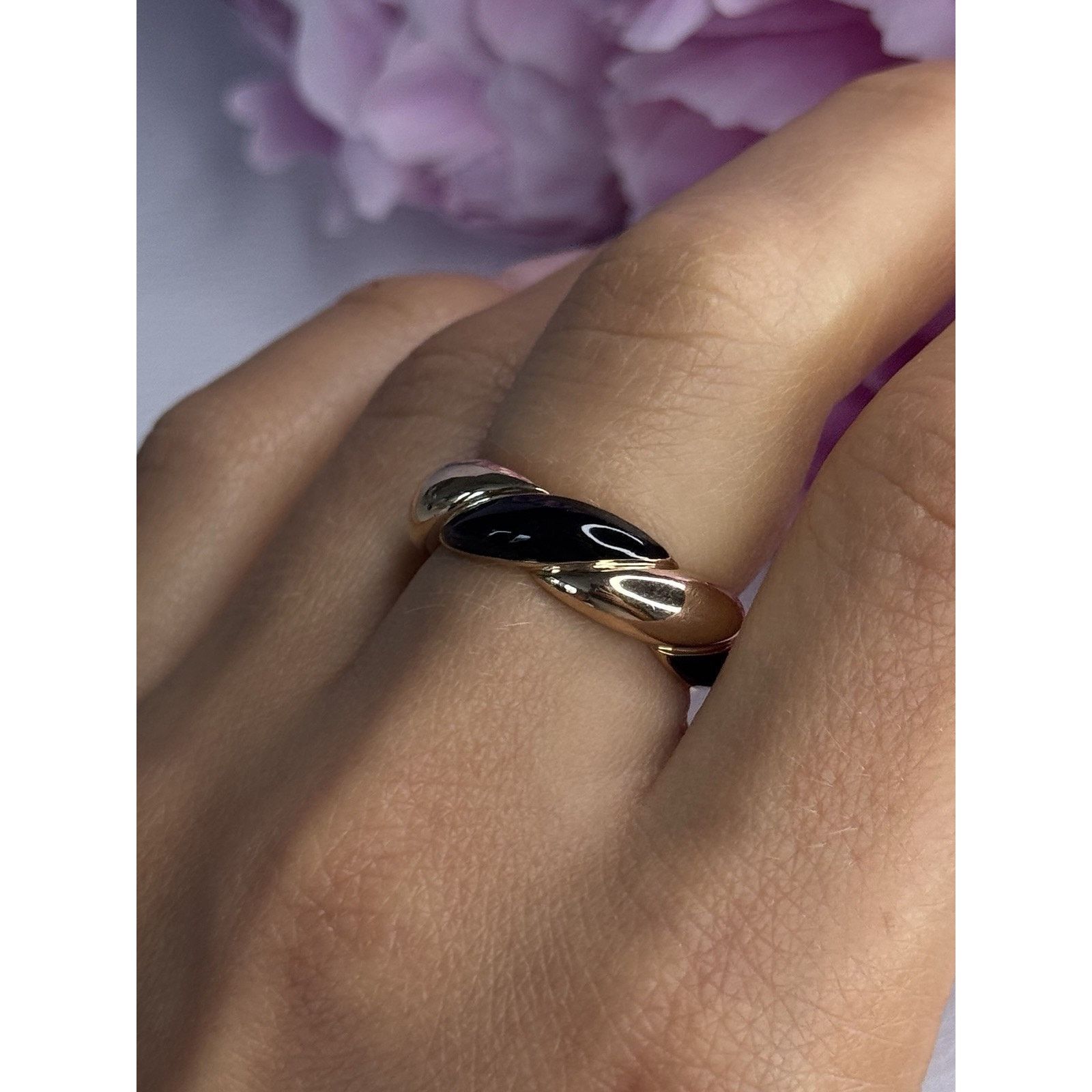 Jewelry 925 STERLING SILVER GOLD PLATED ONYX RING SIZE 8 Size ONE SIZE - 7 Thumbnail