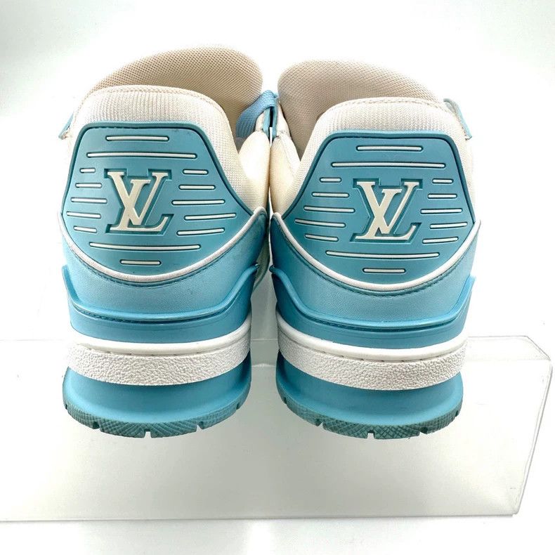 Louis Vuitton Louis Vuitton Trainer white and blue embossed board shoes Size US 7 / EU 40 - 4 Thumbnail