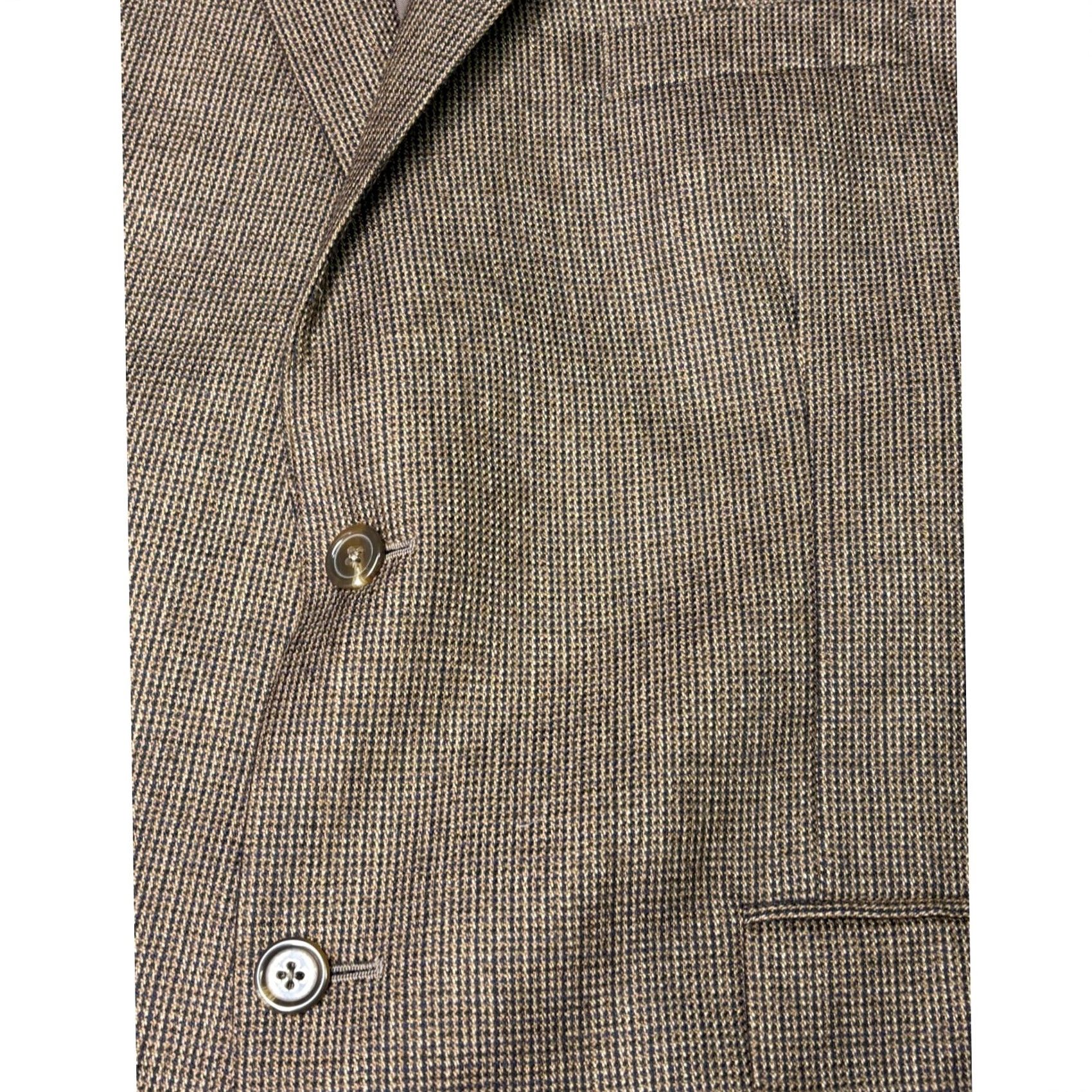 Stafford Stafford Essentials Wool Blend Blazer Brown Herringbone Three-Button Notch Lapel Long Single-Vented Men 44 Big & Tall Wool, Polyester Xl? Size 44R - 2 Thumbnail