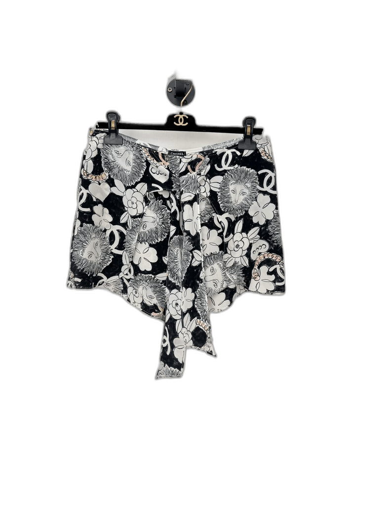 Chanel Camellia Silk Shorts