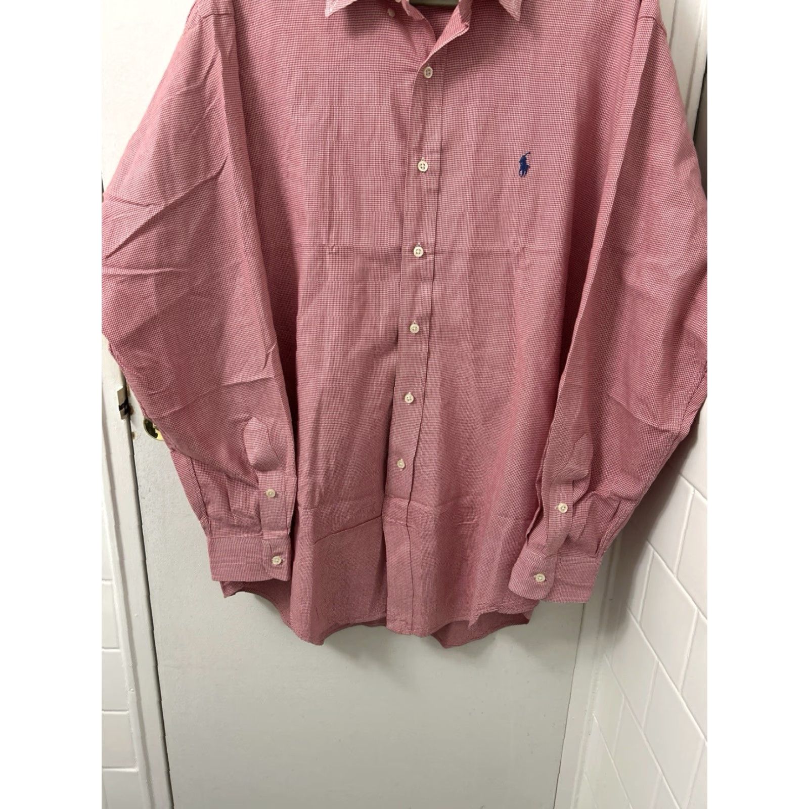 Ralph Lauren VINTAGE Ralph Lauren Blake Shirt Mens L Red Houndstooth Button-Down L/S Regular Collar Pony Embroidered Size US L / EU 52-54 / 3 - 3 Thumbnail