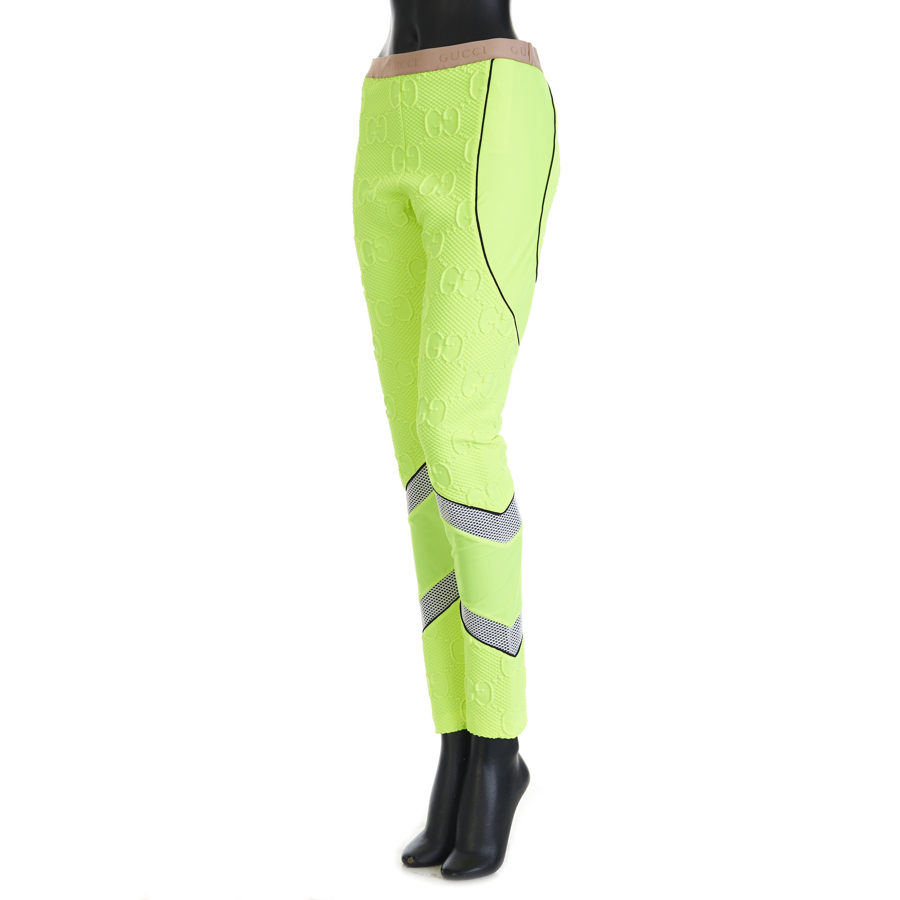 Gucci GG Stretch Jersey Neoprene Leggings In Fluorescent Yellow Size US 30 / EU 46 - 2 Thumbnail