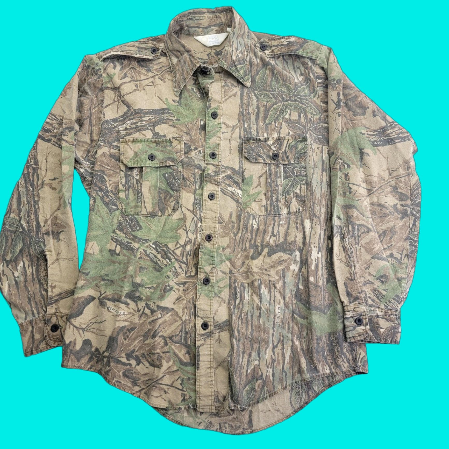 Realtree VINTAGE Sports Afield Shirt Mens Large Realtree Camouflage Cotton Made USA 90s Long Sleeve Button-Up with Pockets Brown/Gree n Mens Size US L / EU 52-54 / 3 - 1 Thumbnail