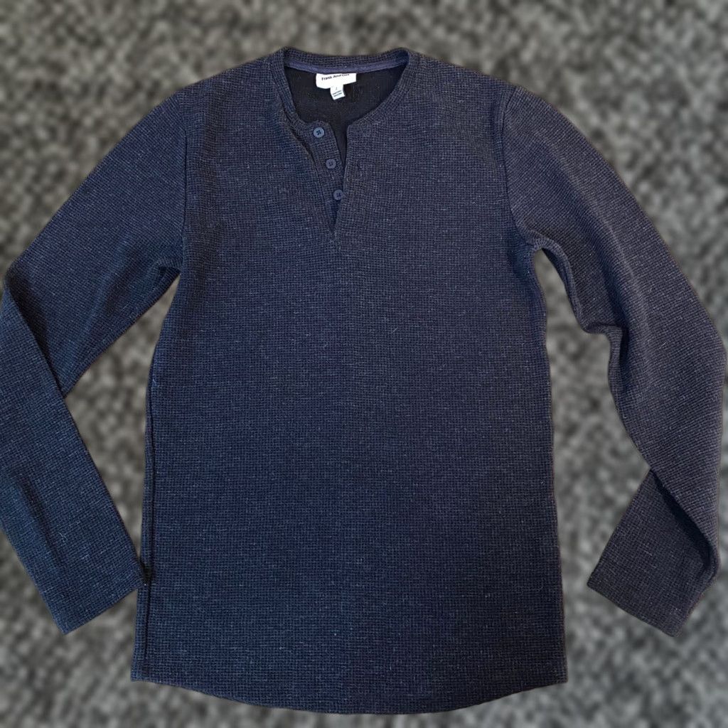 Frank And Oak Frank And Oak Shirt Mens Small Long Sleeve Waffle Knit Henley Shirt Navy Blue Size US S / EU 44-46 / 1 - 1 Thumbnail