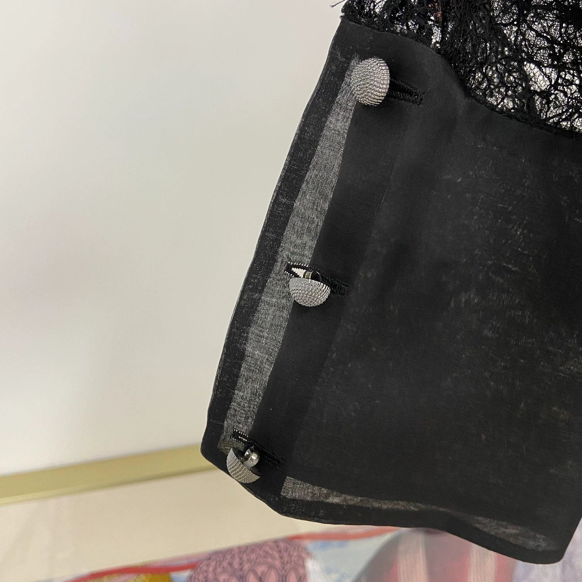 Armani Emporio Armani Black Lace Top 7648 Size ONE SIZE - 6 Thumbnail