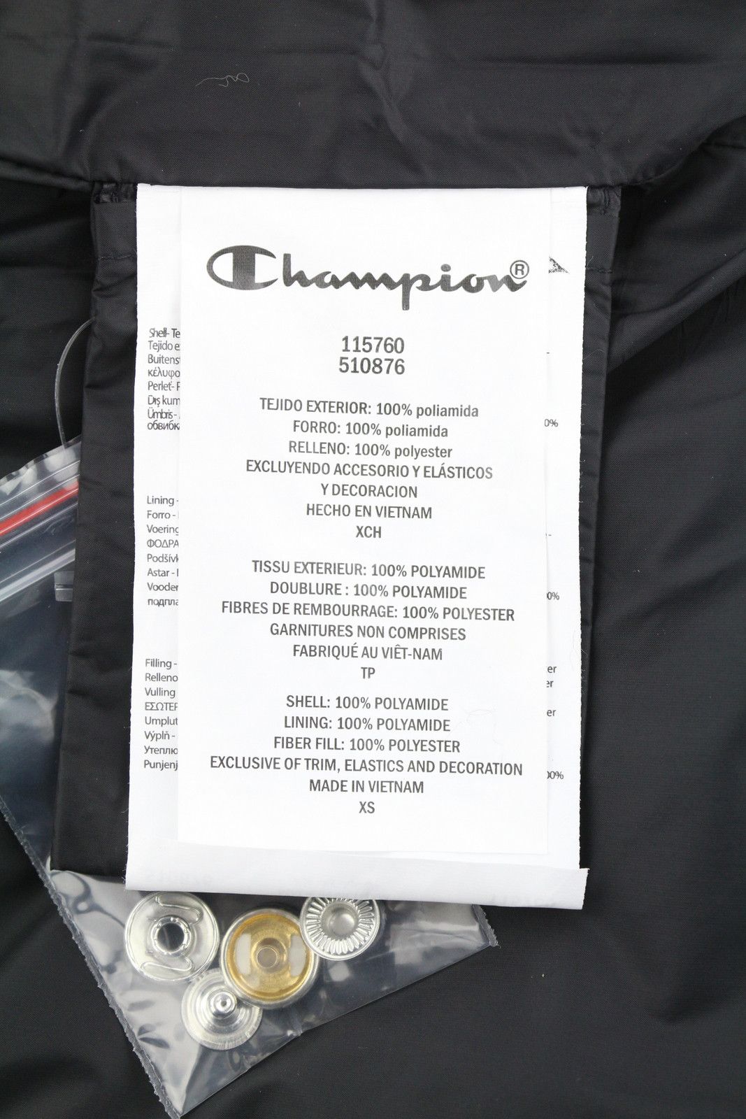 Champion XS Black Tech Fill Quilted High Neck Zip 88030 Size XS / US 0-2 / IT 36-38 - 9 Thumbnail