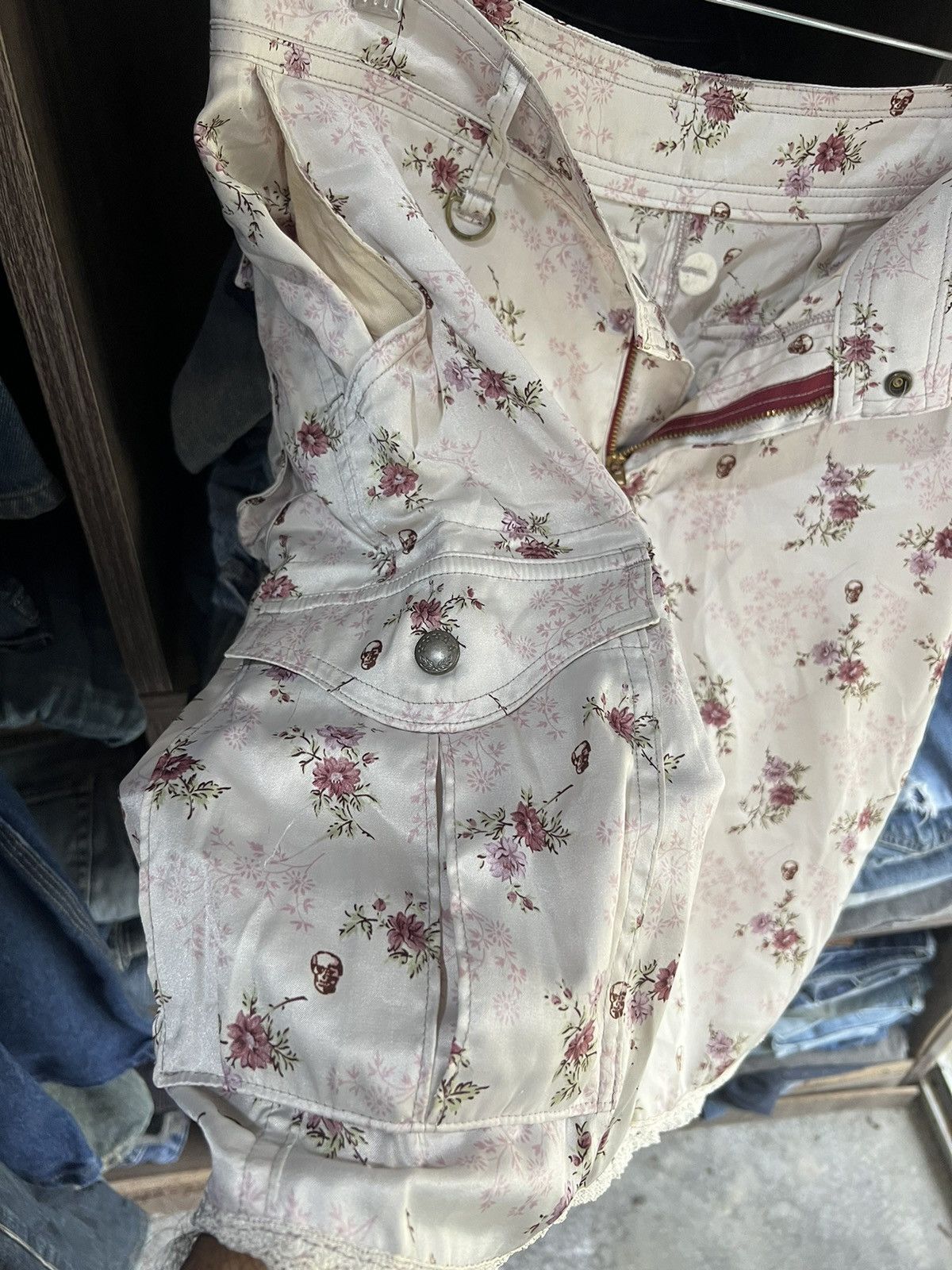 Hysteric Glamour 🔥Rare Fullprint Floral Skulls Hysteric Glamour Cargo Skirt Size 31" - 10 Thumbnail