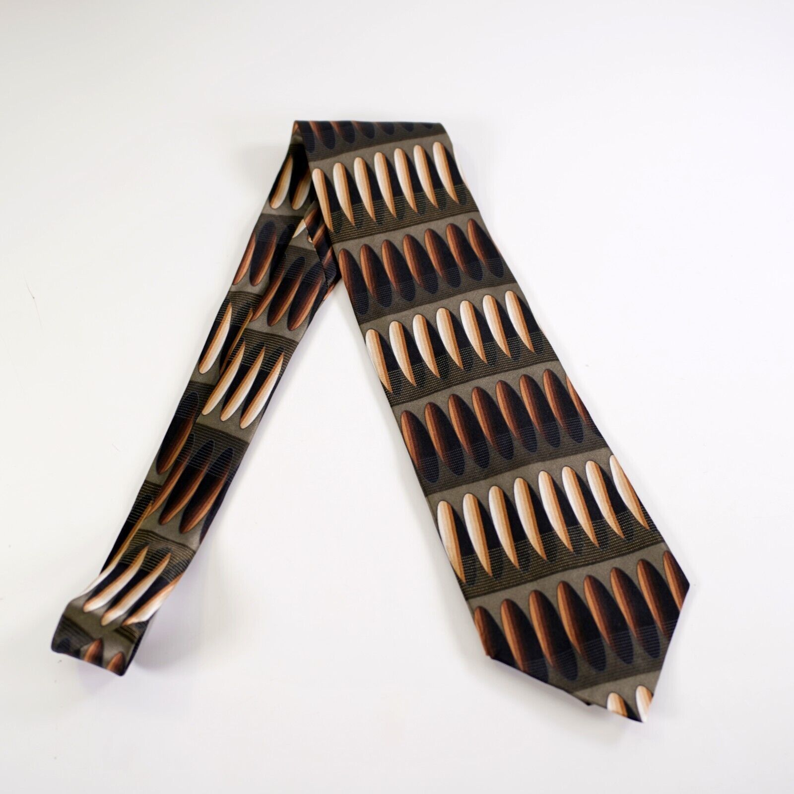 Croft & Barrow Croft & Barrow Green Brown Abstract Print Wide Silk Tie Size ONE SIZE - 6 Thumbnail