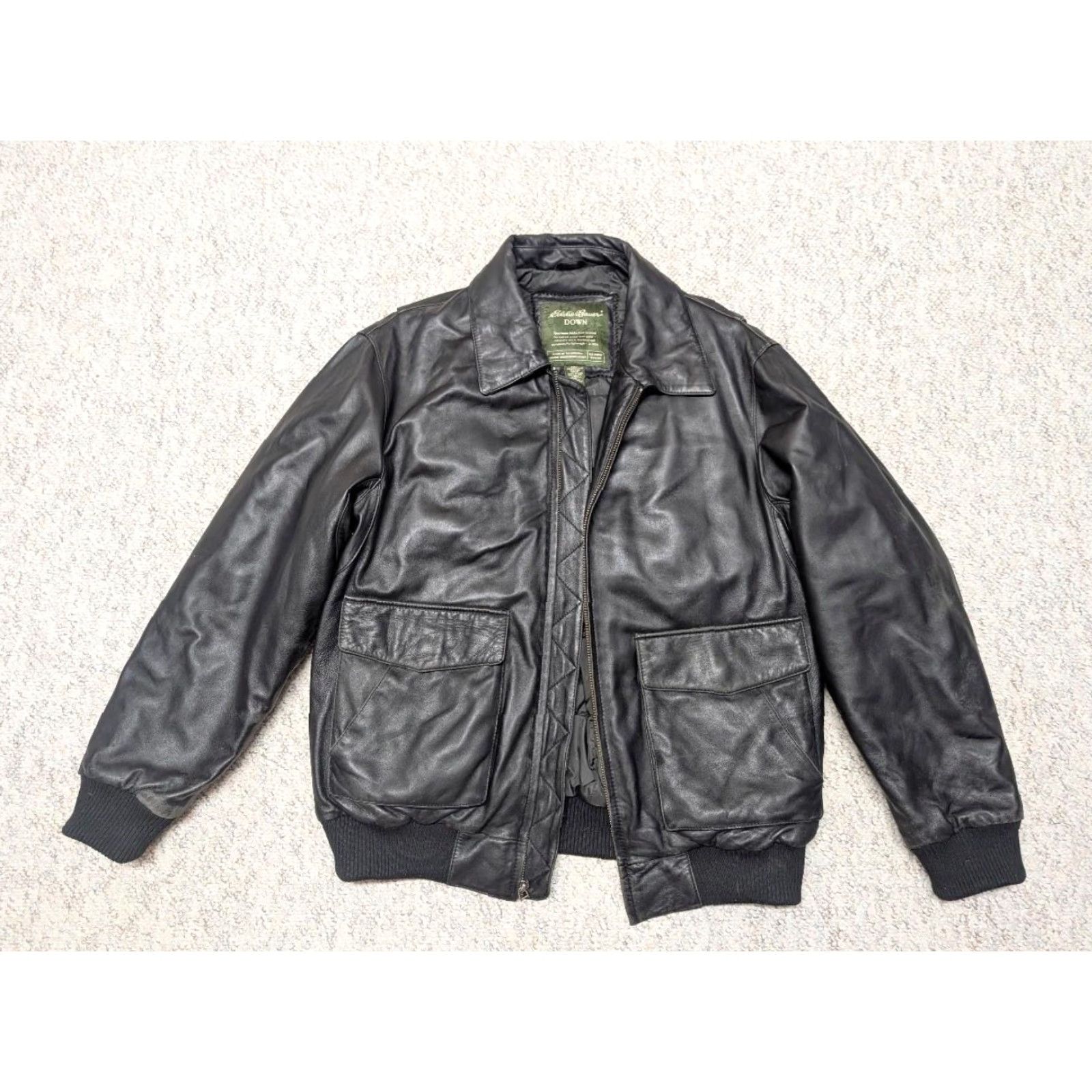 Eddie Bauer VINTAGE Eddie Bauer bomber jacket Lambskin Goose Down GOOSE DOWN leather PUFFER black Men L Jacket Zip Chest 44 in Size US L / EU 52-54 / 3 - 5 Thumbnail