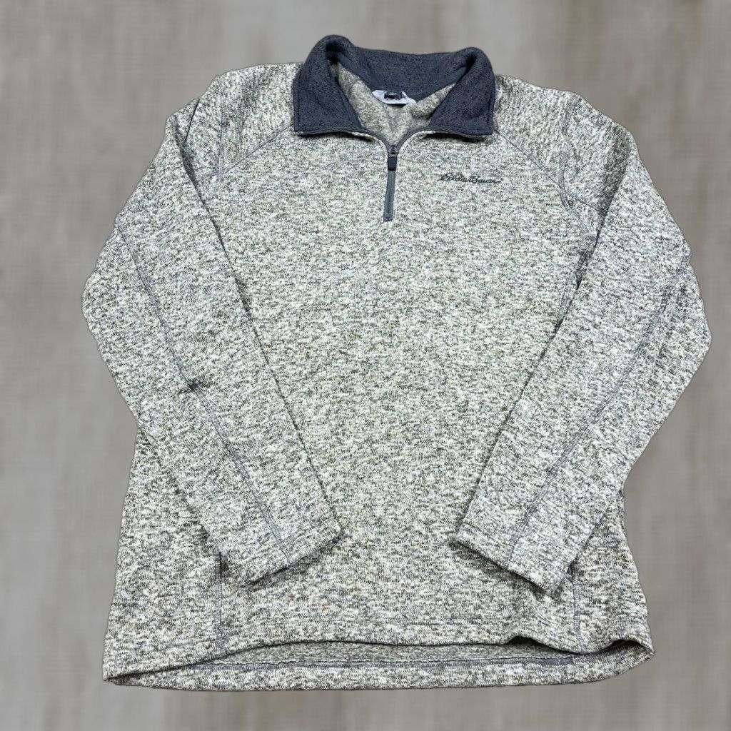 Eddie Bauer Eddie Bauer Sweater Men Large Gray Pullover 1/4 Zip Fleece Jacket Heather Knit - Classic Outdoor | Mens | Regular Fit Size US L / EU 52-54 / 3 - 1 Thumbnail