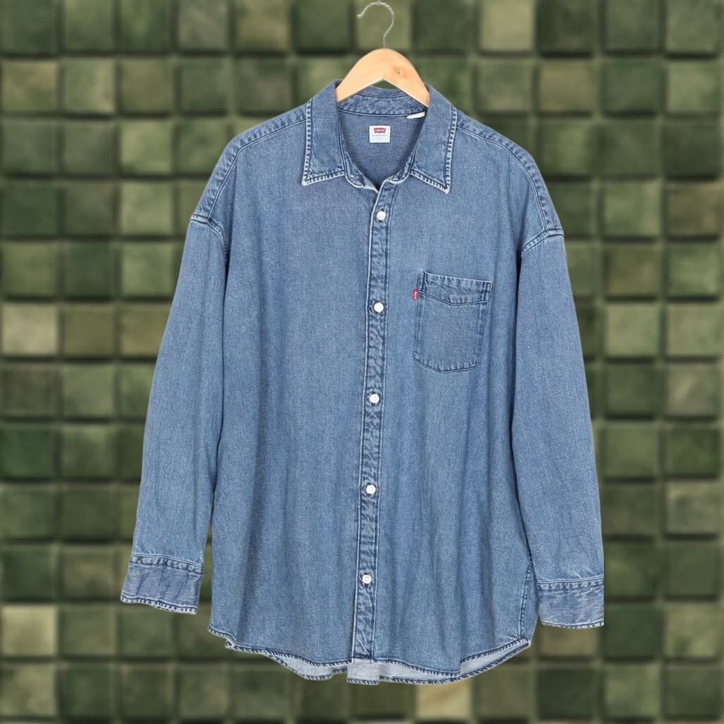 Levi's LEVI’S Denim Shirt Men Size L Oversized One Pocket Long Sleeve Blue Size US L / EU 52-54 / 3 - 1 Thumbnail