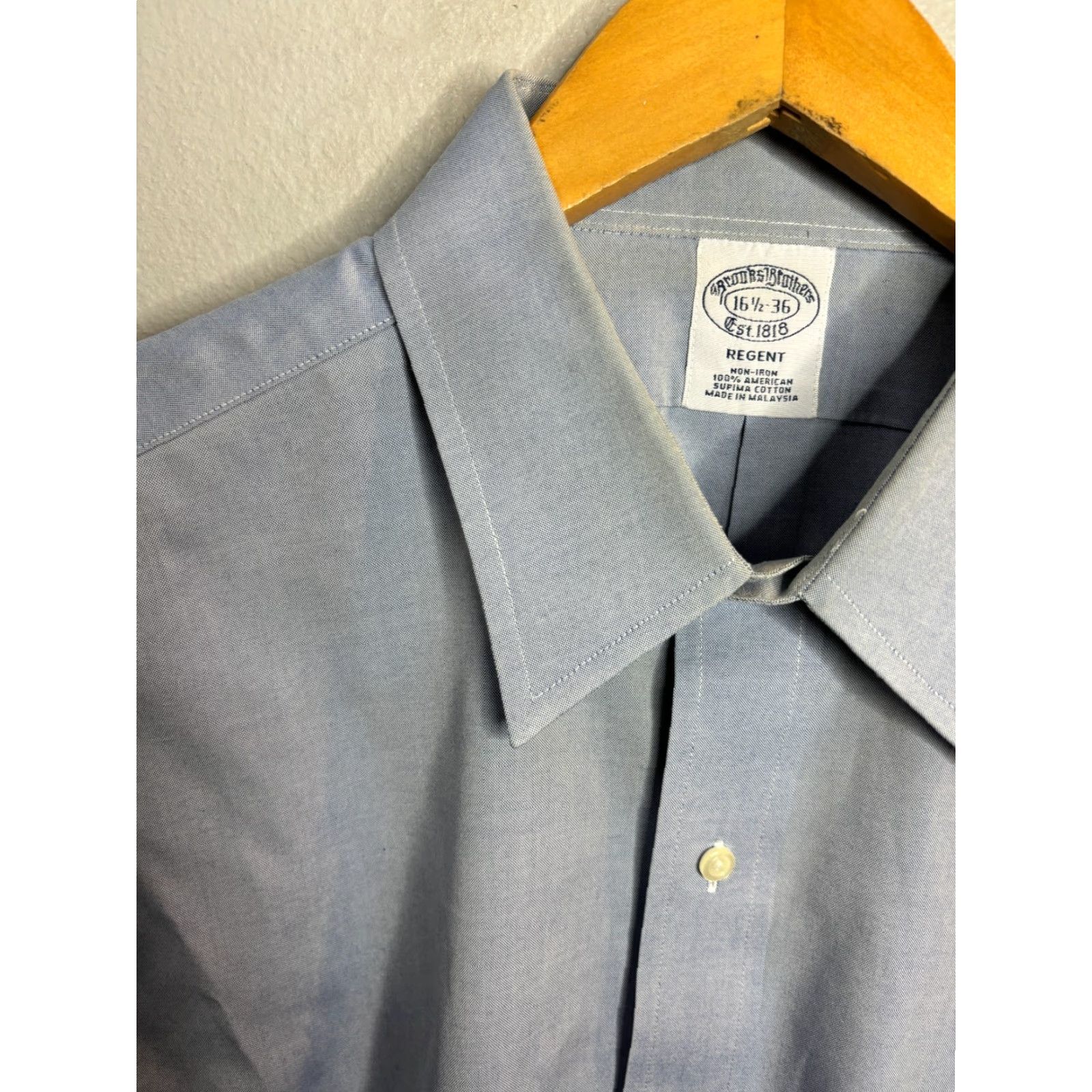 Brooks Brothers Brooks Brothers Long Sleeve Shirt Mens 16.5 Blue Non Iron Classic Fit Dress Shirt 2314 Size US XL / EU 56 / 4 - 3 Thumbnail