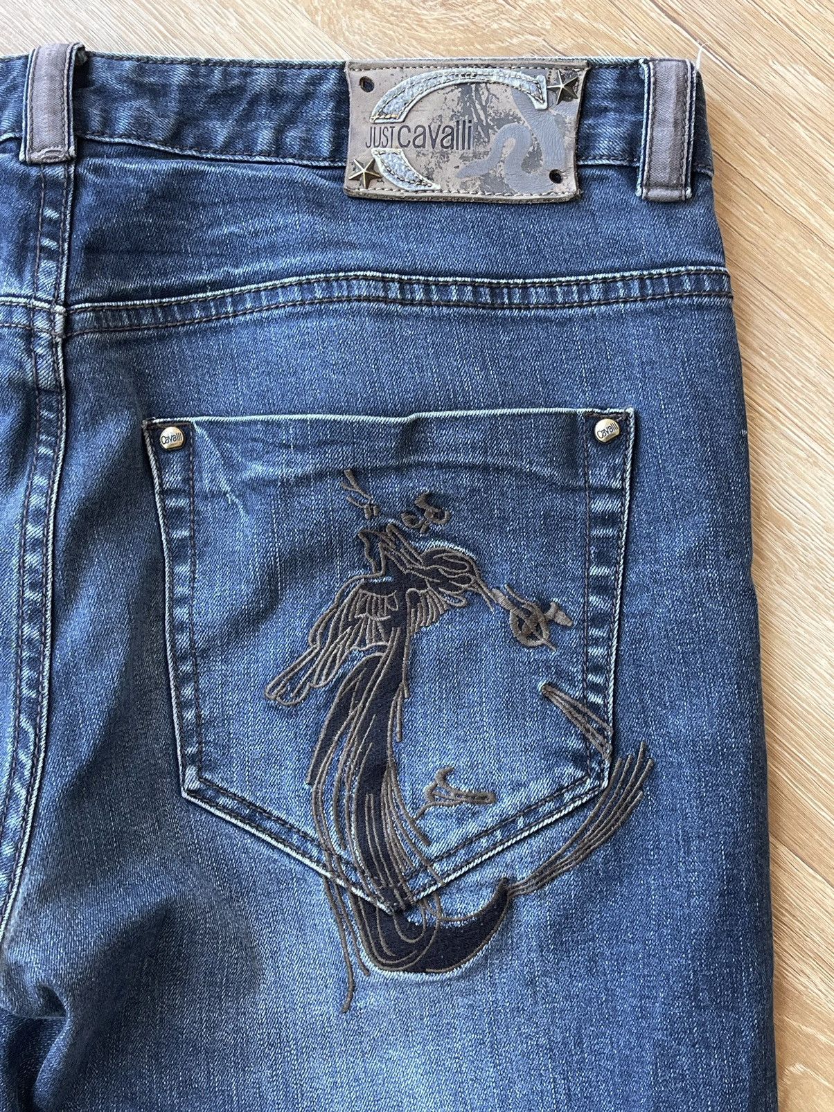 Just Cavalli Just Cavalli Vintage Y2K Embroidered Washed Denim Jeans Size US 34 / EU 50 - 3 Thumbnail