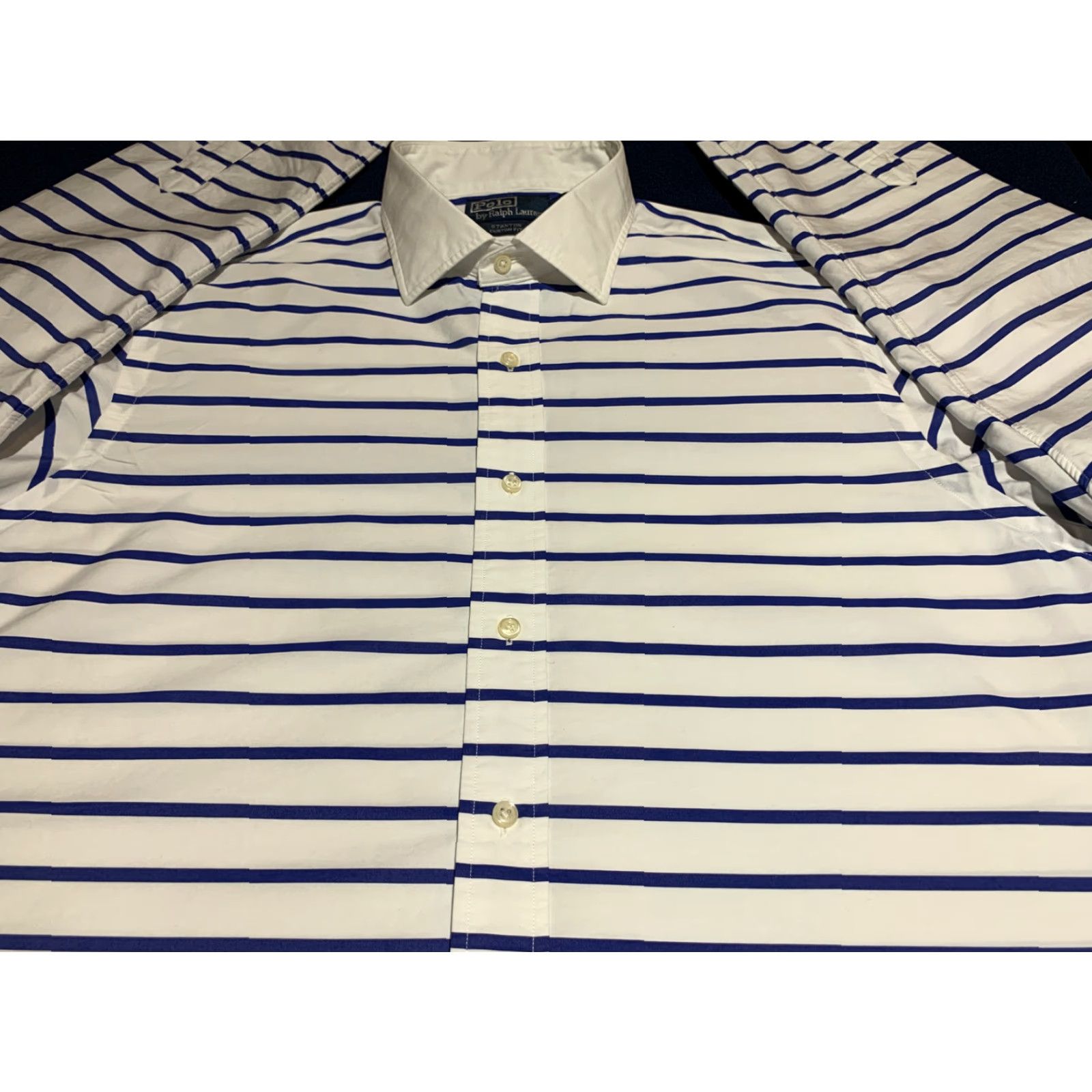 Ralph Lauren VINTAGE Ralph Lauren Men's Shirt Long Sleeve XL White Stripe Cotton Custom Fit 90s Button-Up Size US XL / EU 56 / 4 - 2 Thumbnail