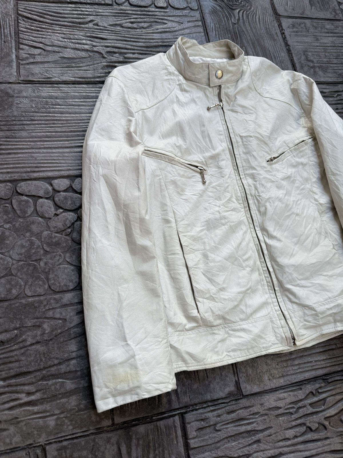 Schott SCHOTT White Leather "Made in USA" RARE Jacket Size US M / EU 48-50 / 2 - 7 Thumbnail