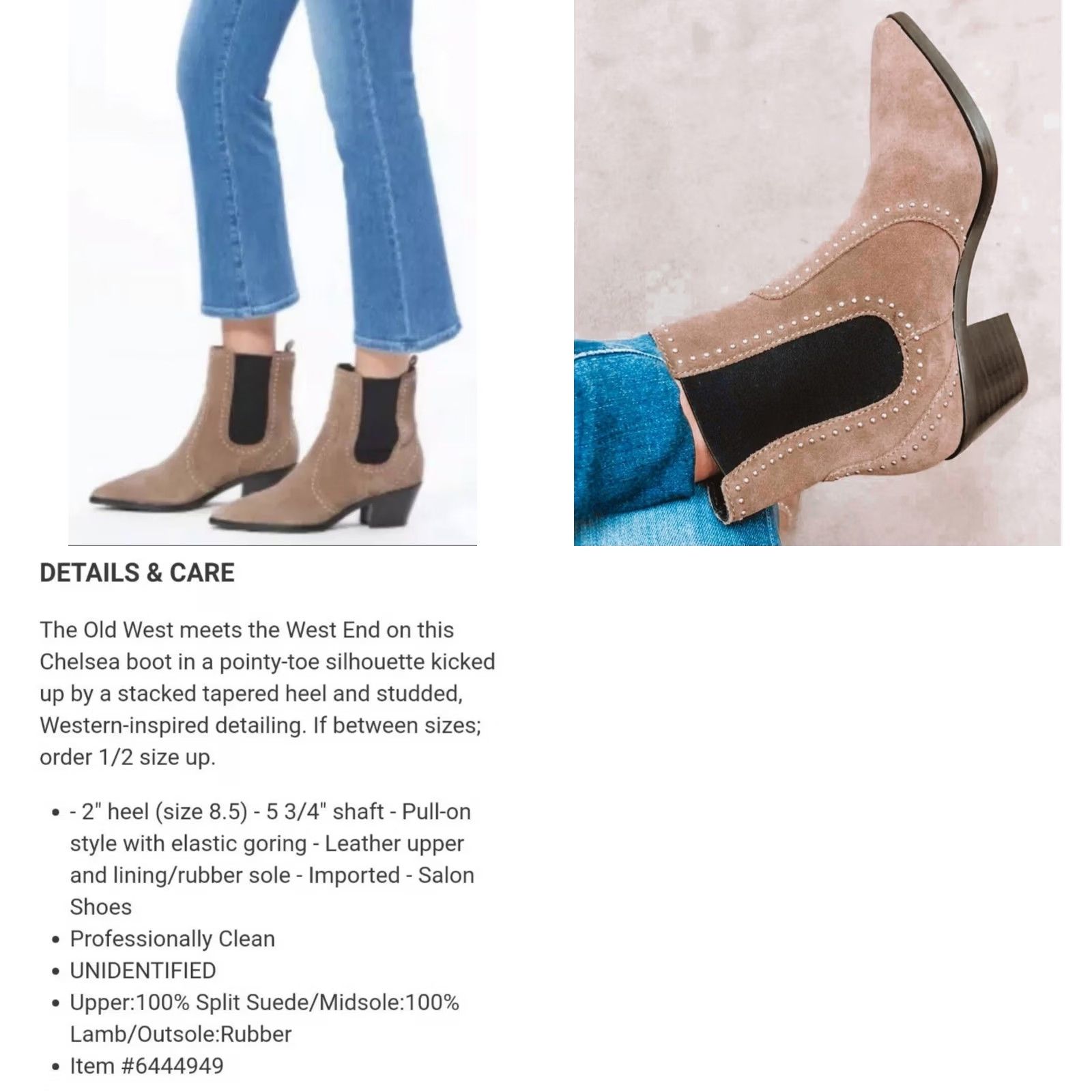 Paige PAIGE Willa Studded Suede Leather Chelsea Ankle Boots Boots Women's Size US 9 Taupe Pointed Toe Block Heel Studded Chelsea Ankle Booties EUC Size US 9 / IT 39 - 9 Thumbnail