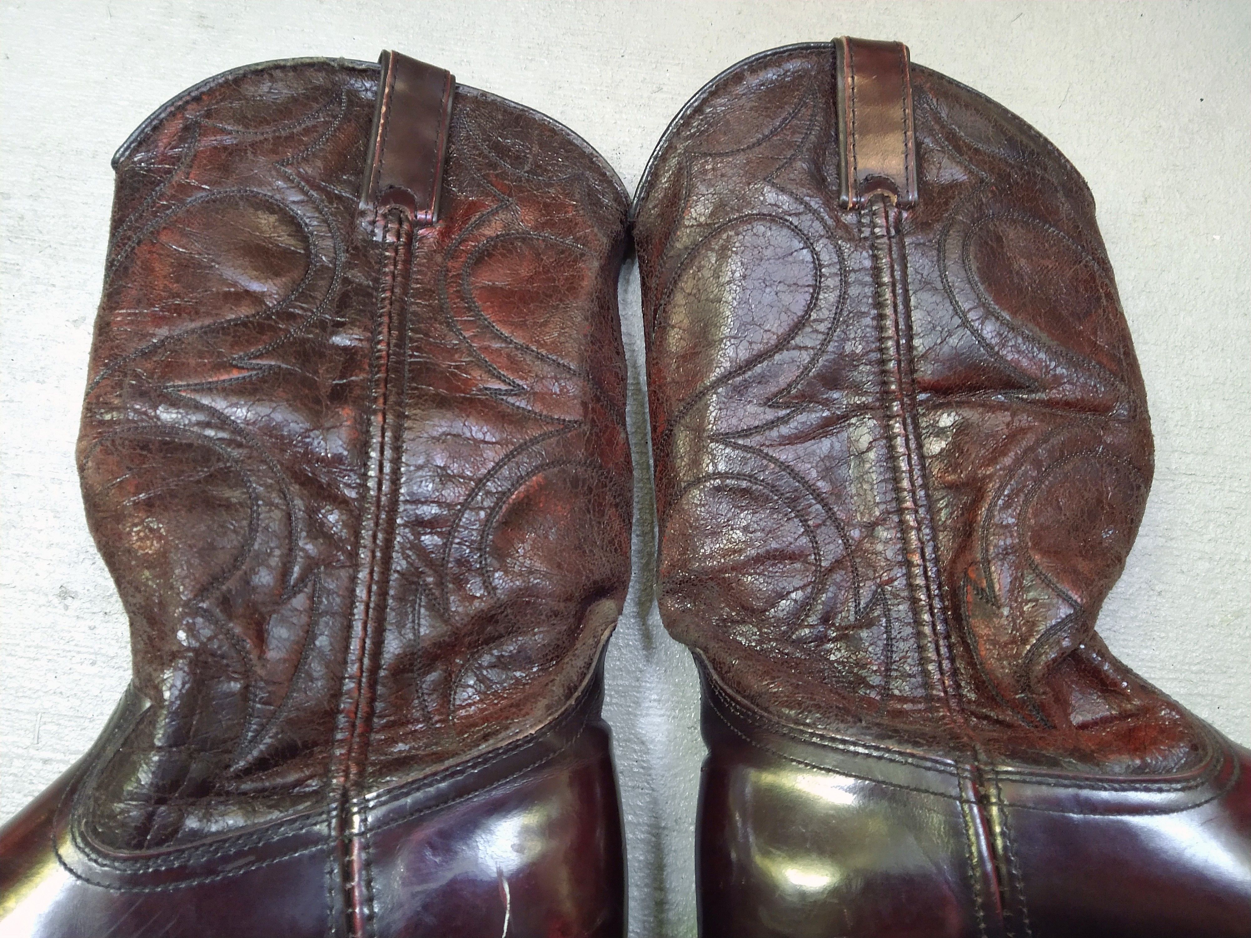 Genuine Leather Vintage Cowboy Boots Size 7 D Burgundy Red Leather Botas Size US 7 / EU 40 - 8 Thumbnail