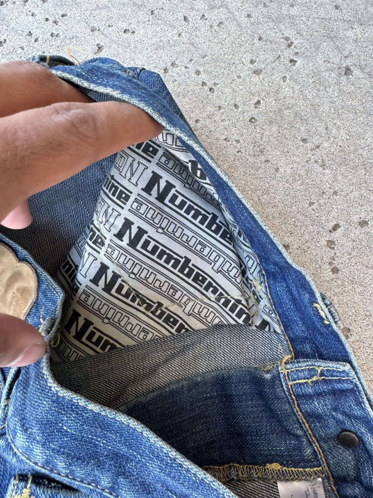 Number (N)ine Number (N)ine AW03 Kurt Cobain Patchwork Distressed Jeans Size US 32 / EU 48 - 4 Thumbnail