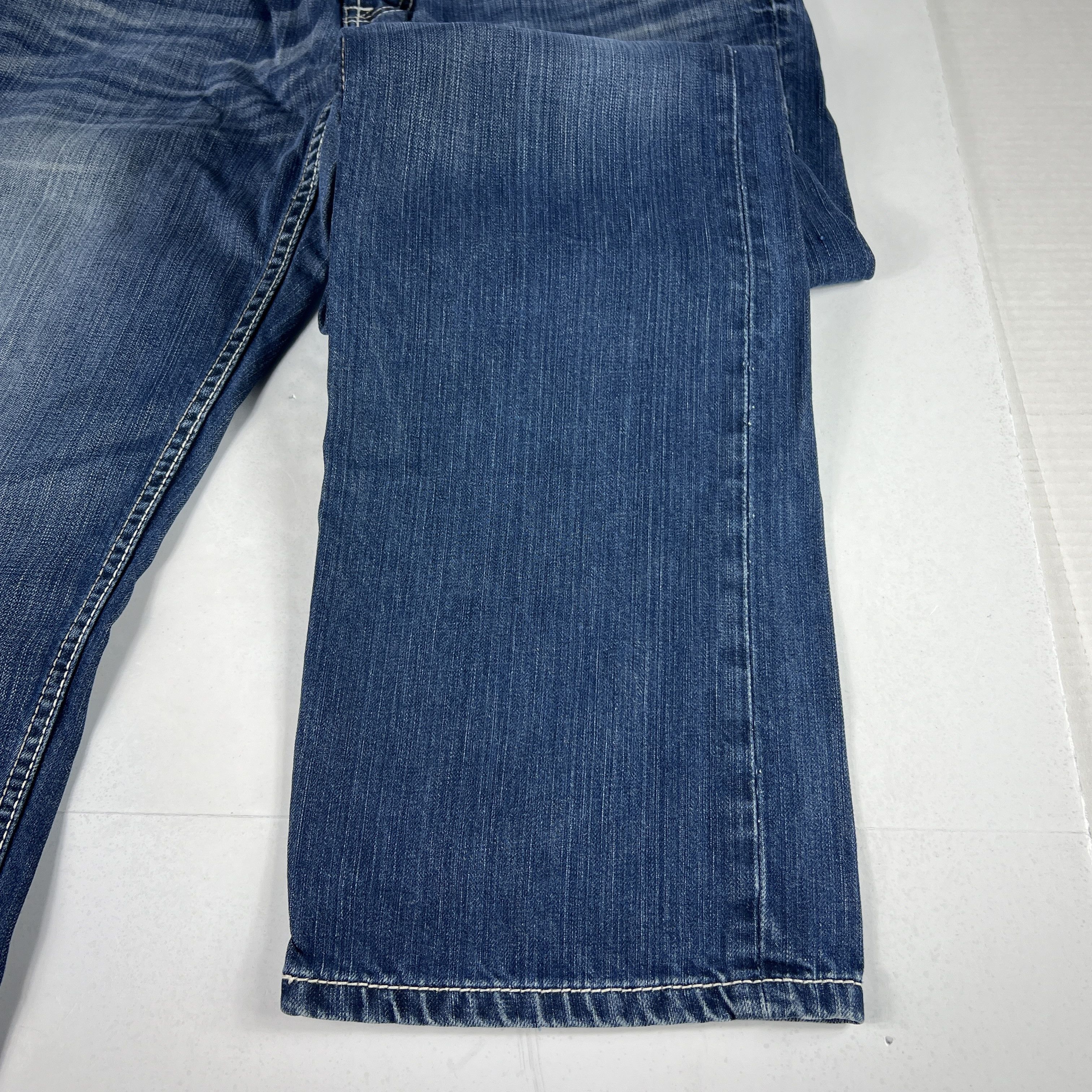 BKE BKE Jeans Long Derek Straight Blue Faded Whisker Denim Size US 37 - 6 Thumbnail