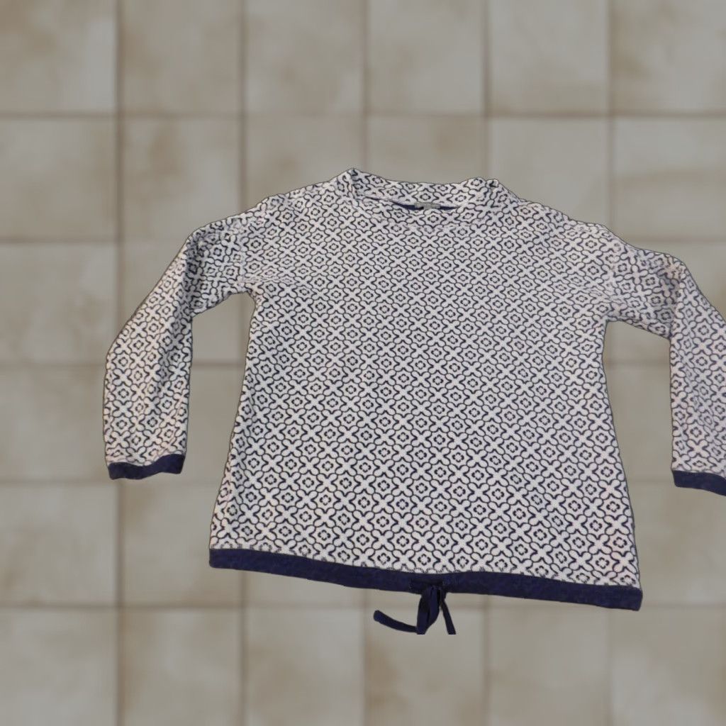 Talbots Talbots Sweater Pullover Geometric Medium Petite Blue Womens Knit Cotton Crew Neck Long Sleeve Casual Modern Size M / US 6-8 / IT 42-44 - 1 Thumbnail