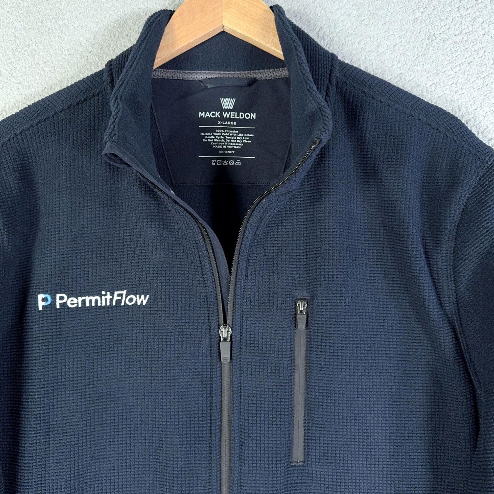 Vintage Mack Weldon Latitude Fleece Jacket Mens XL Navy Full Zip Permit Flow Logo Size US XL / EU 56 / 4 - 7 Thumbnail