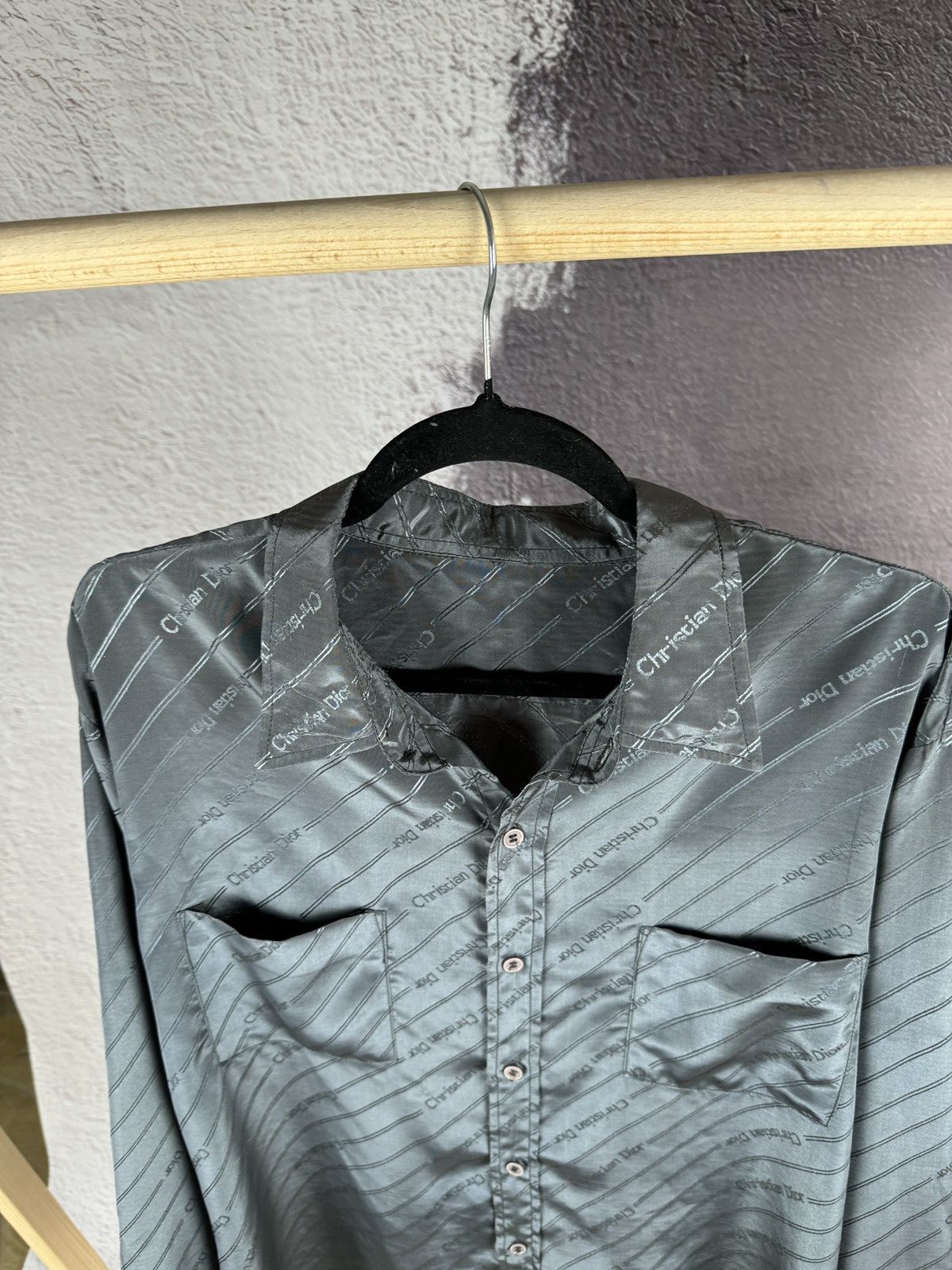Vintage Vintage Monogram grey shimmer long sleeve shirt Size US XL / EU 56 / 4 - 11 Thumbnail