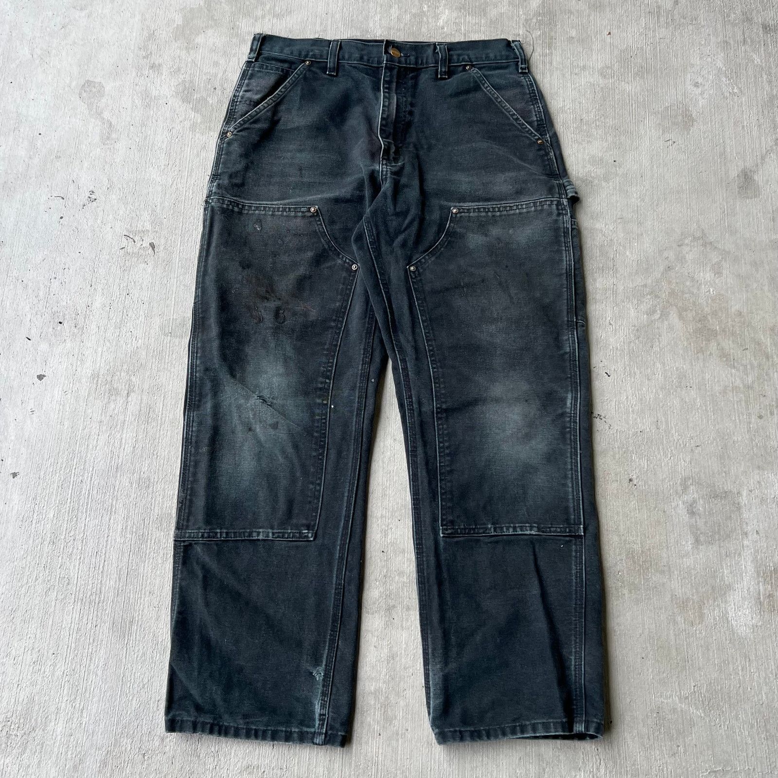 Carhartt × Vintage Carhartt faded black double knee work wear carpenter pants Size US 31 - 1 Thumbnail