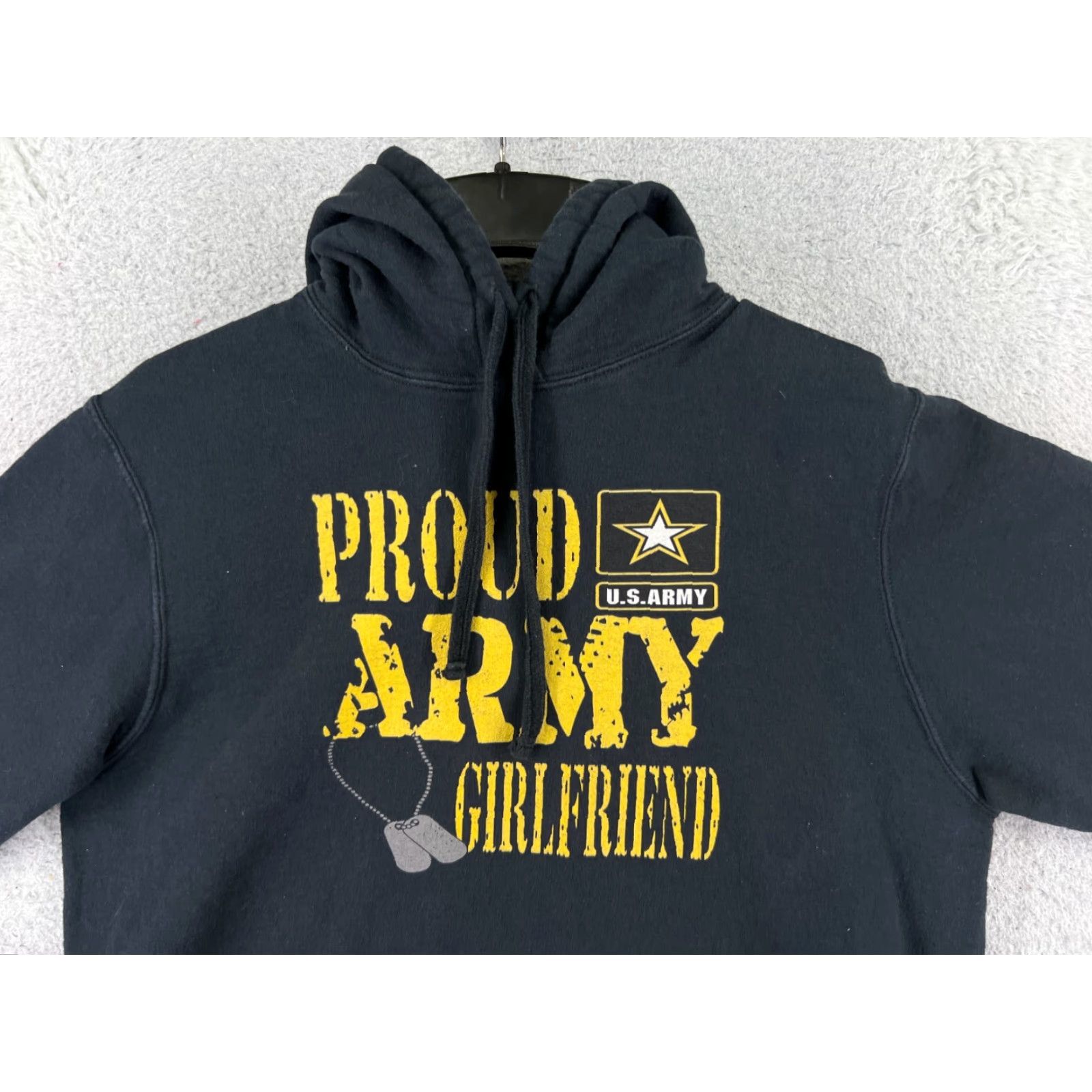 Port & Company Army Girlfriend Hoodie Adult Medium Black Cotton Blend Jersey Long Sleeve Pocket Size US M / EU 48-50 / 2 - 4 Thumbnail