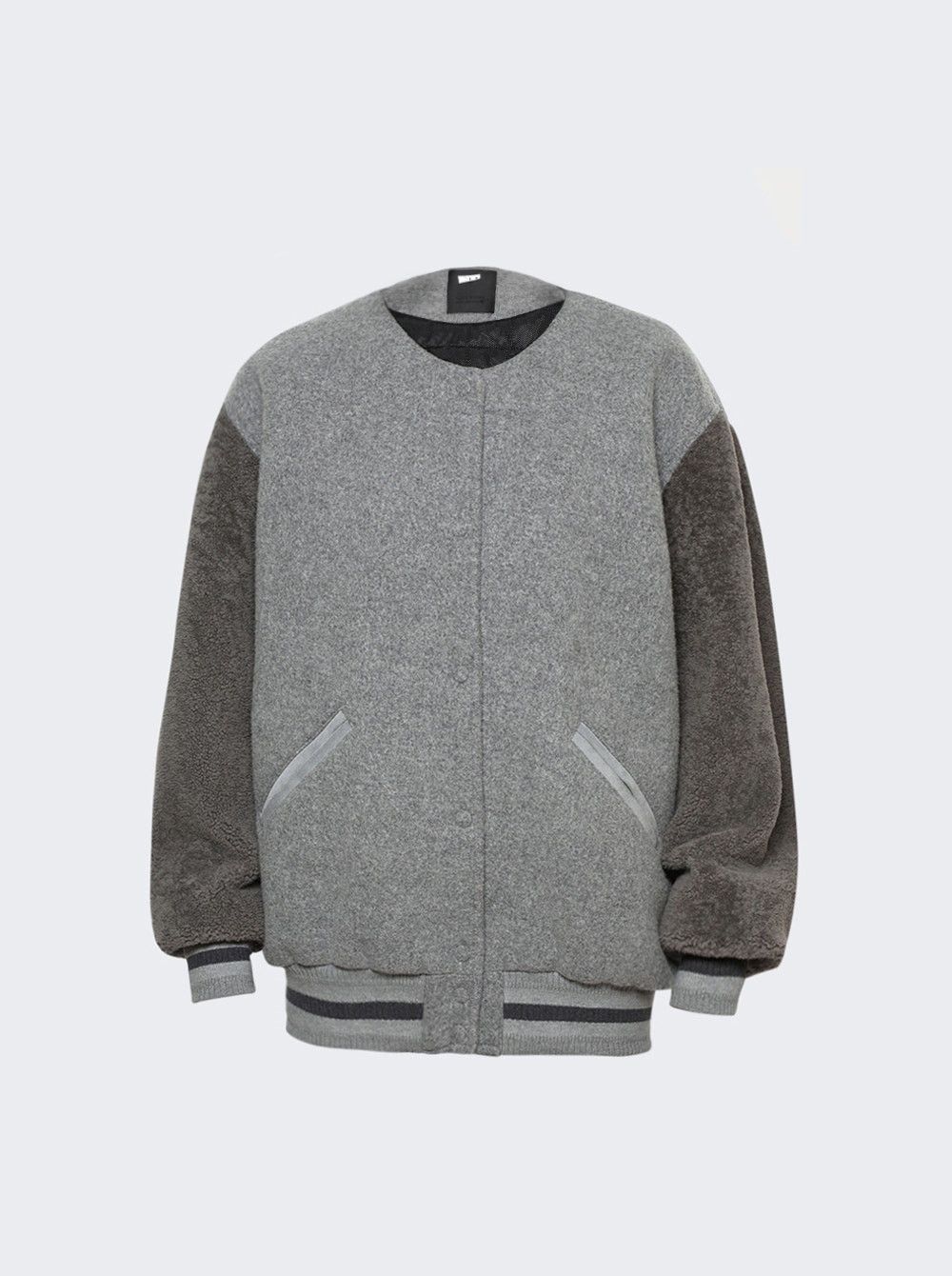Givenchy o1w1db10325 Oversized Varsity Jacket in Light Grey Size L / US 10 / IT 46 - 1 Thumbnail