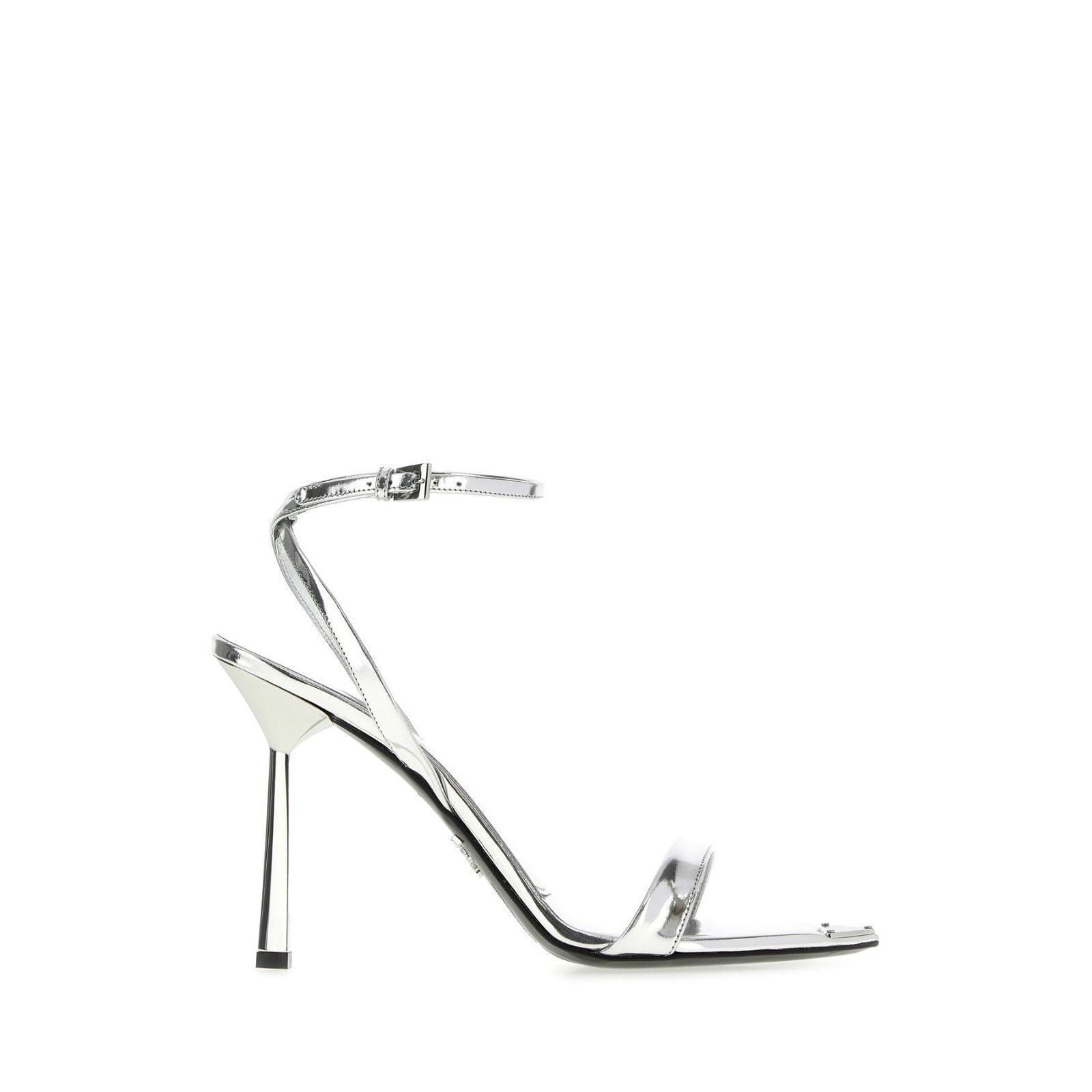 PRADA Silver Leather 95mm Heel Sandals New And Authentic (Wo