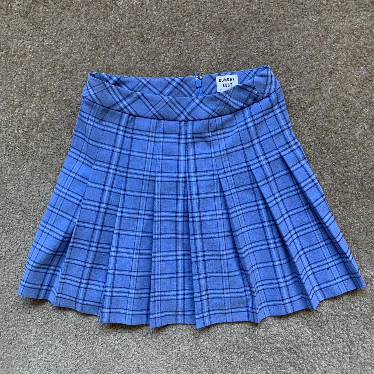 Aritzia Aritzia Blue And Navy Plaid Tennis Skirt Size 24" / US 00 / IT 34 - 1 Thumbnail