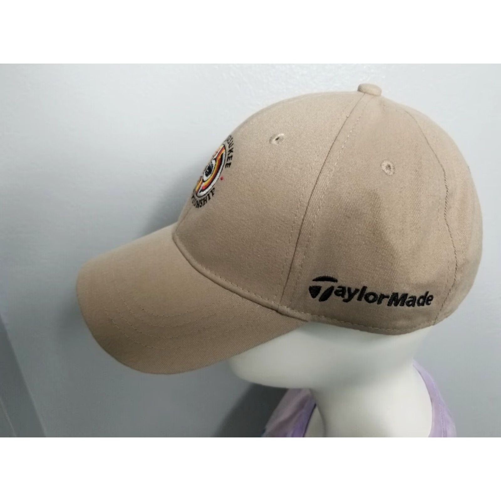 TaylorMade TaylorMade Golf Hat Baseball Cap Mens Adjustable Beige Baseball Cap USA 90s? (But avoid adding uncertain decade) Size ONE SIZE - 2 Thumbnail