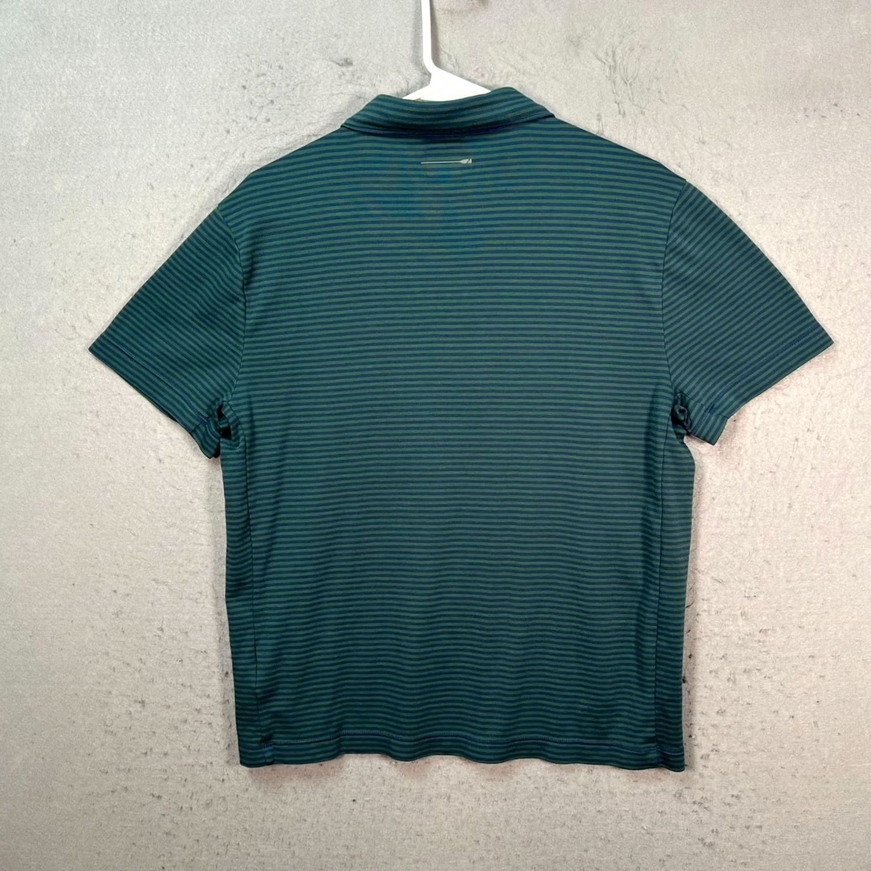J.Crew J.Crew Mens Medium Coolmax Green & Blue Striped Polo Shirt - Size Size US M / EU 48-50 / 2 - 2 Thumbnail