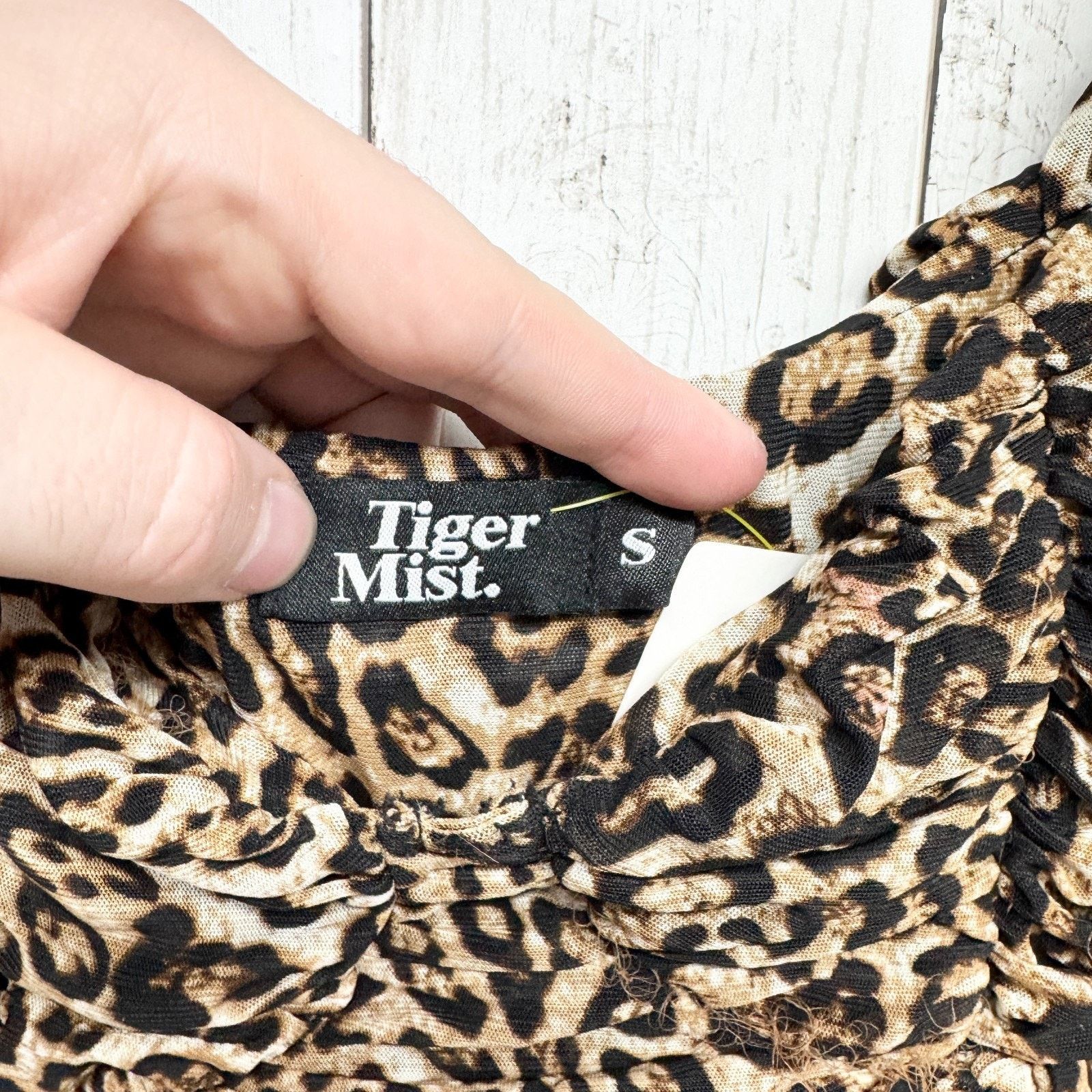 Other Tiger Mist Shirt Small Cheetah Cinched Short Sleeve Blouse Size S / US 4 / IT 40 - 2 Thumbnail