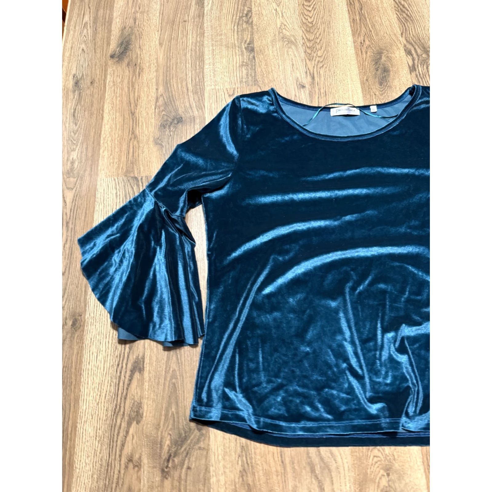 Velvet Patrizia Luca Blouse Women XL Green Velvet 3/4 Flared Sleeve Pullover Regular Vintage No N/A Size XL / US 12-14 / IT 48-50 - 3 Thumbnail