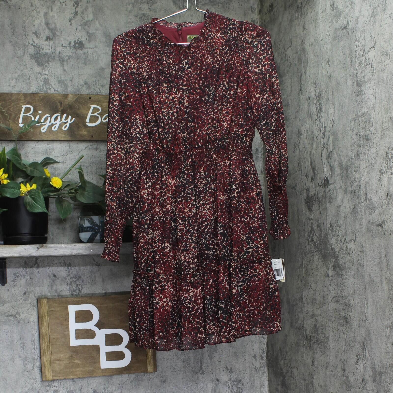 Ann Taylor Nwt Taylor Petite Chiffon Dress 3109p Crimson Red Multi 4p Size S / US 4 / IT 40 - 1 Thumbnail