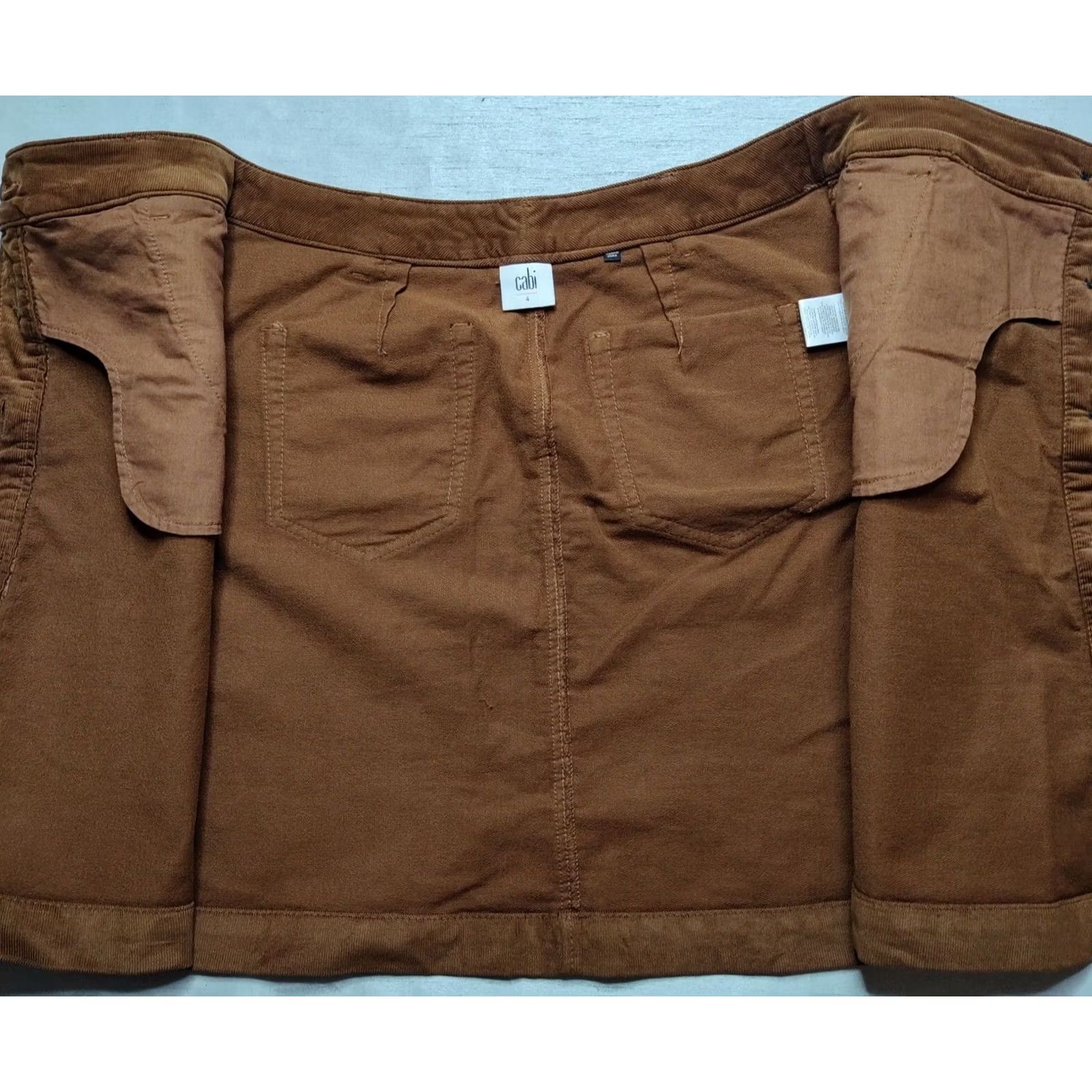 Vintage CABI Women Short Skirt Brown Button Front 18.5" Corduroy EUC XS? 4? Size 27" / US 4 / IT 40 - 3 Thumbnail