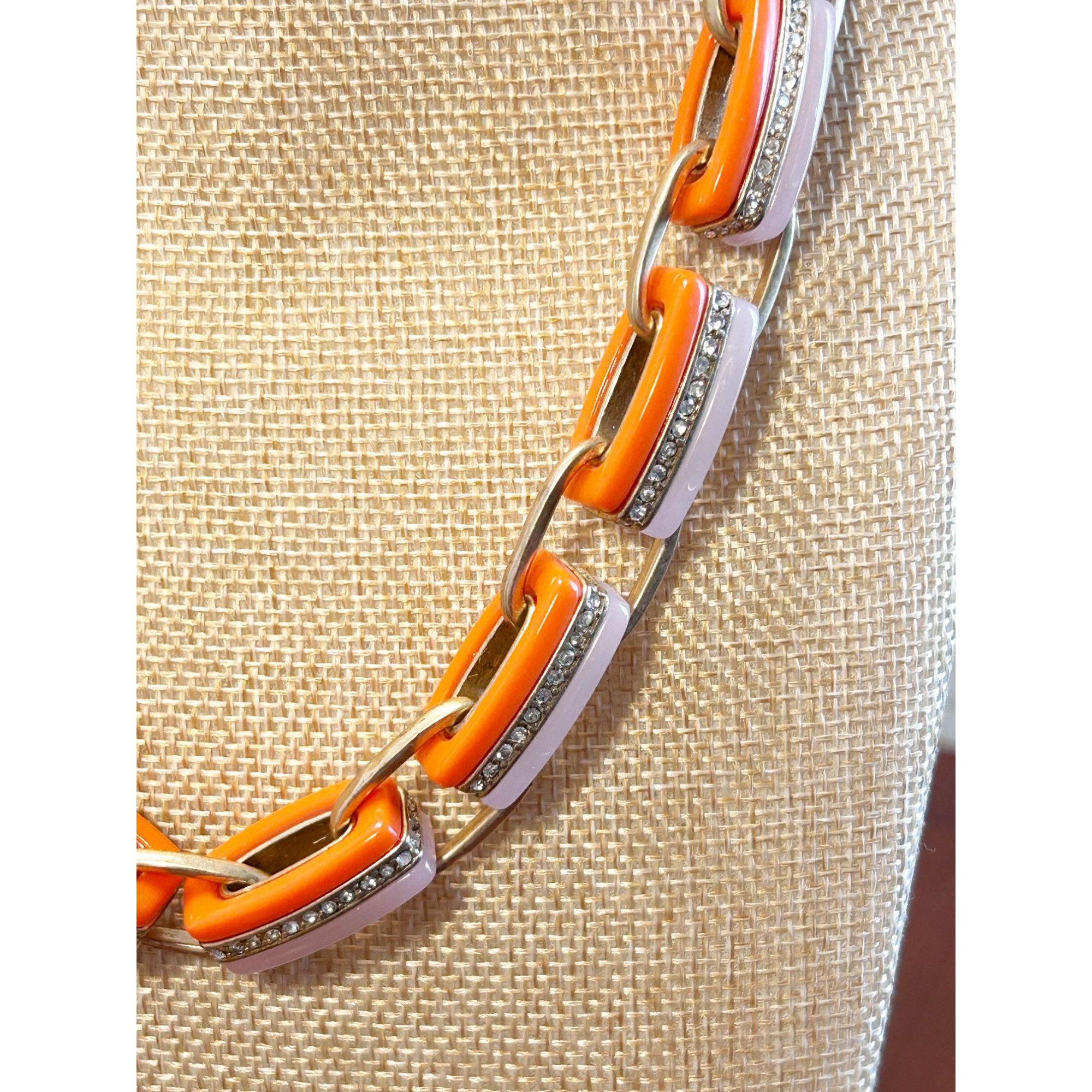 J.Crew J. Crew Enamel Crystal Chain Link Statement Necklace in Oran Size ONE SIZE - 2 Thumbnail