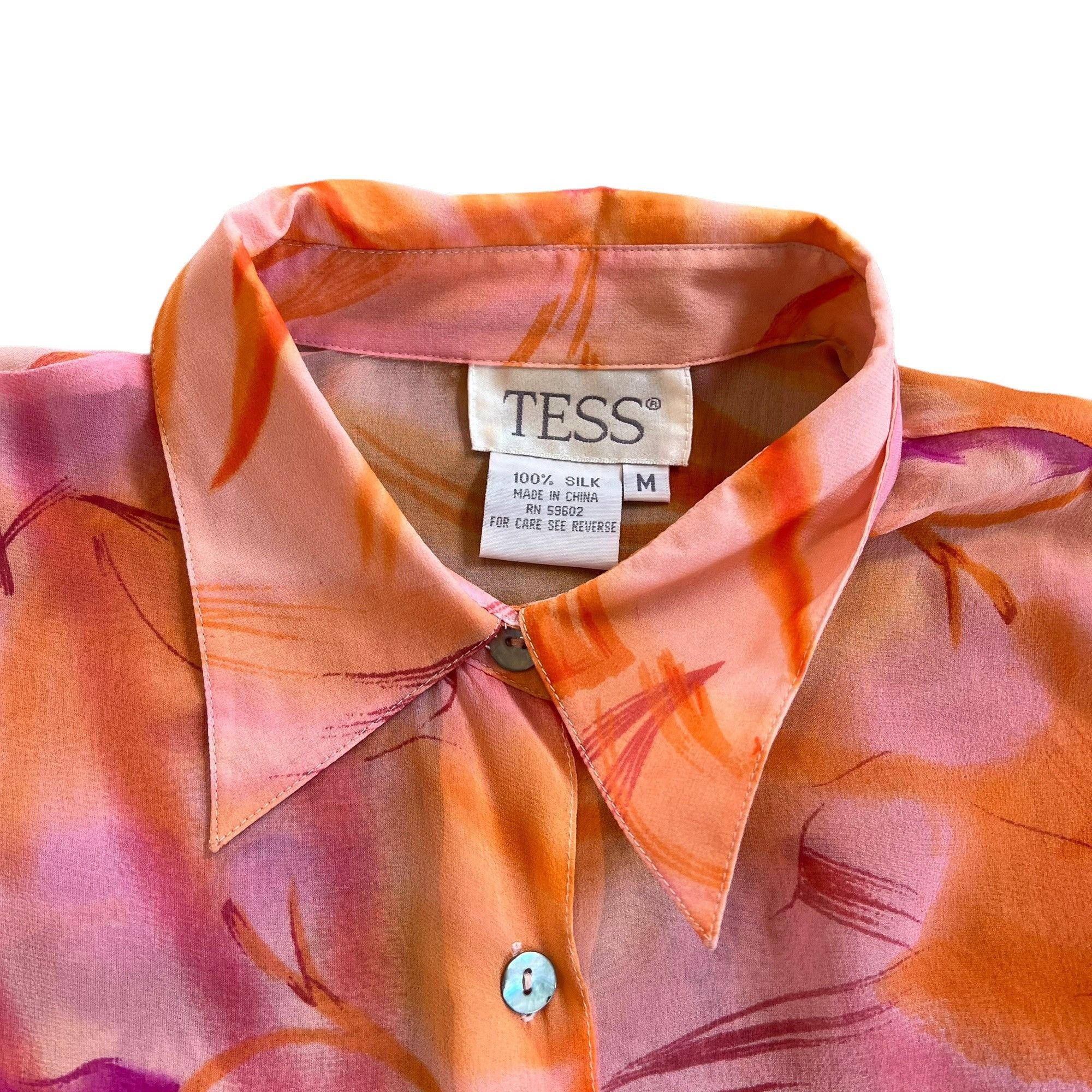 Vintage Vintage Tess 100% Silk Neon Floral Semi-Sheer Blouse M Size M / US 6-8 / IT 42-44 - 6 Thumbnail